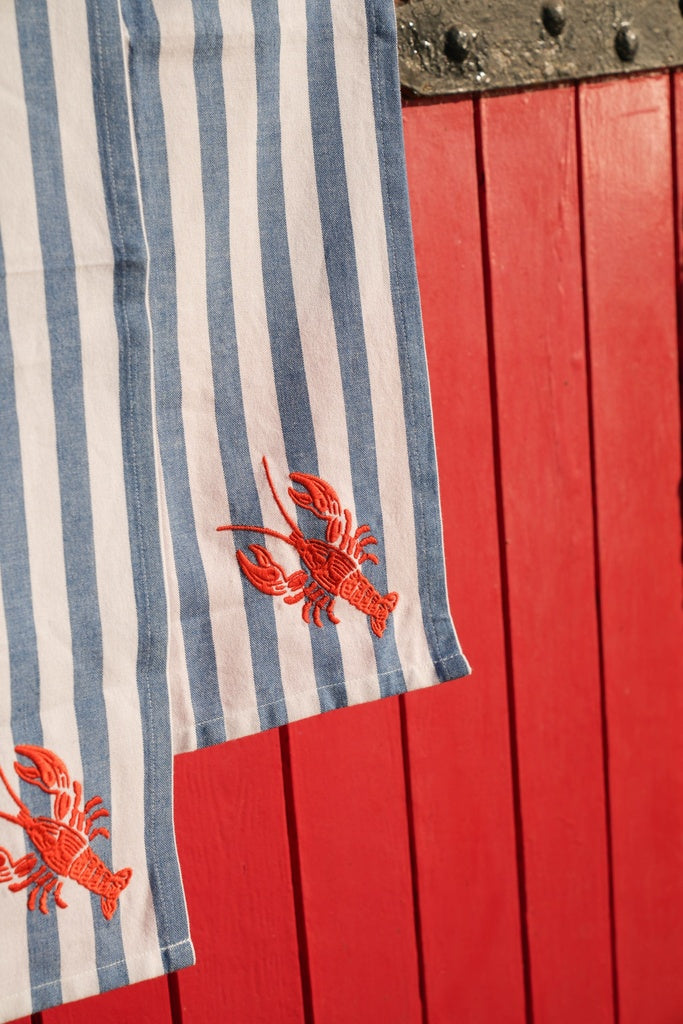 Kitchen towel, Blue Stripes with Lobster