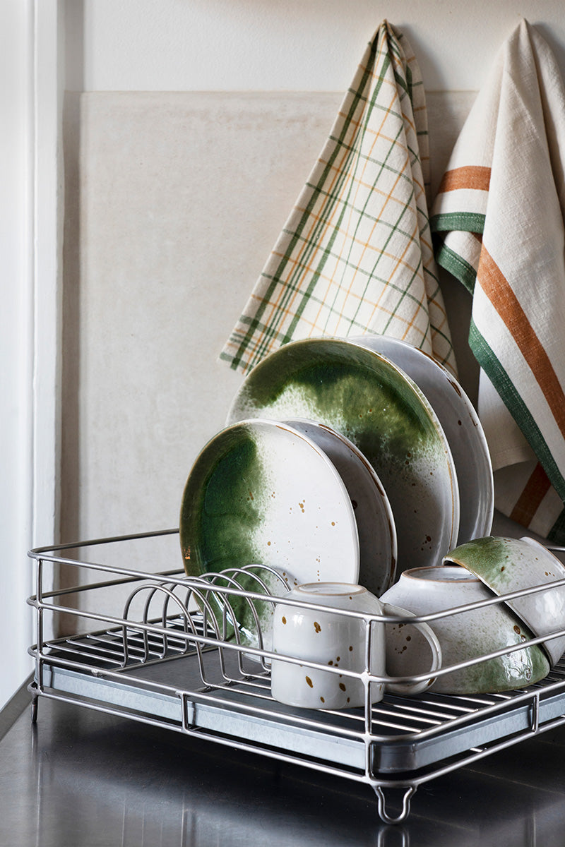 Kitchen towel, Green & Mustard Stripes