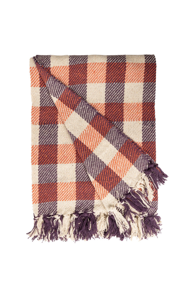 Throw/Blanket, Checkered Violet/Orange