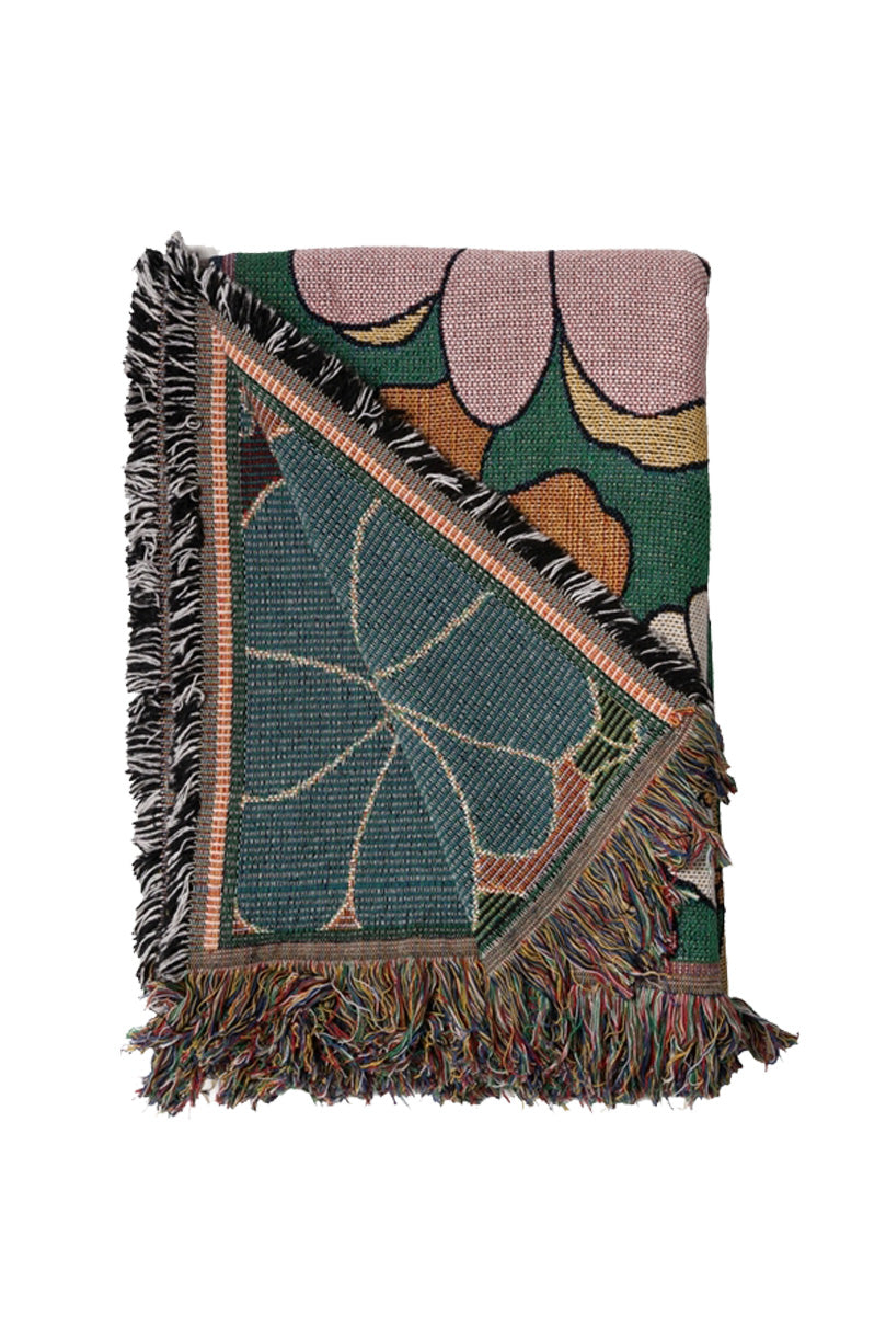 Throw/Blanket | Green With Flowers