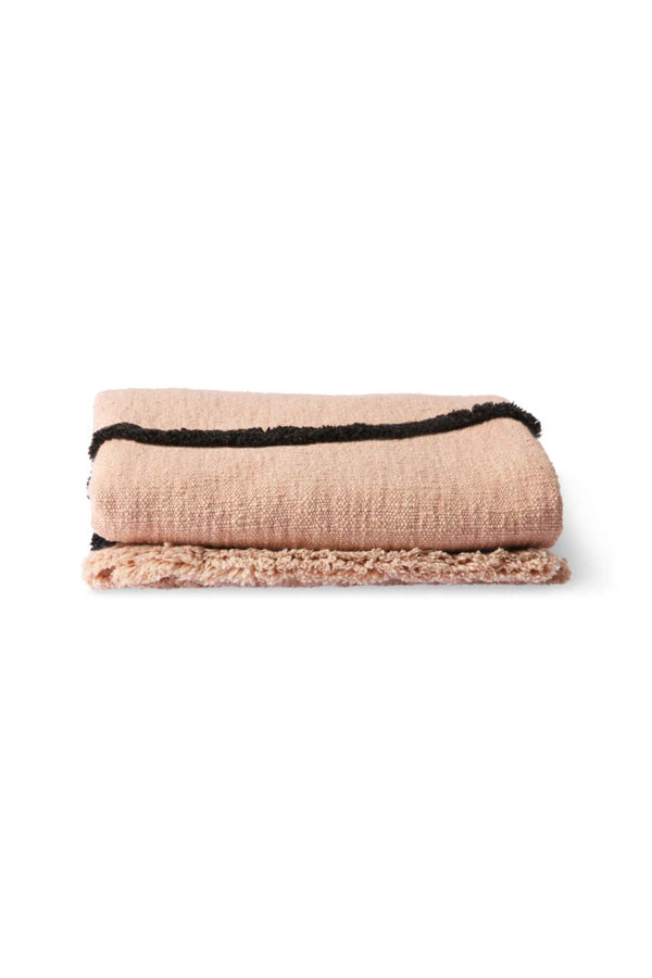 Blanket, light pink with black drawings