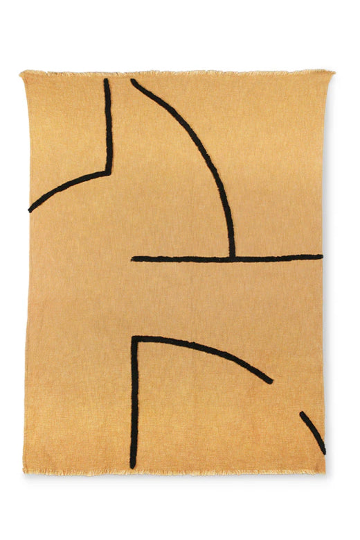 Blanket, light yellow with black drawings