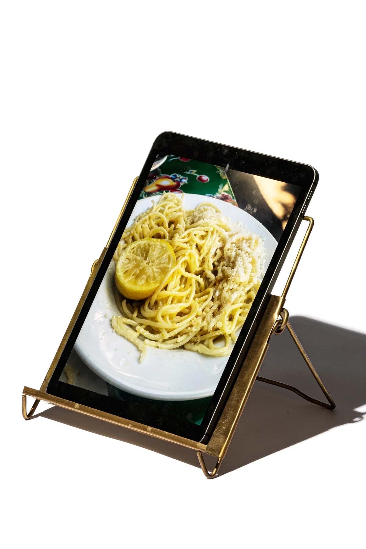 Brass book & tablet stand