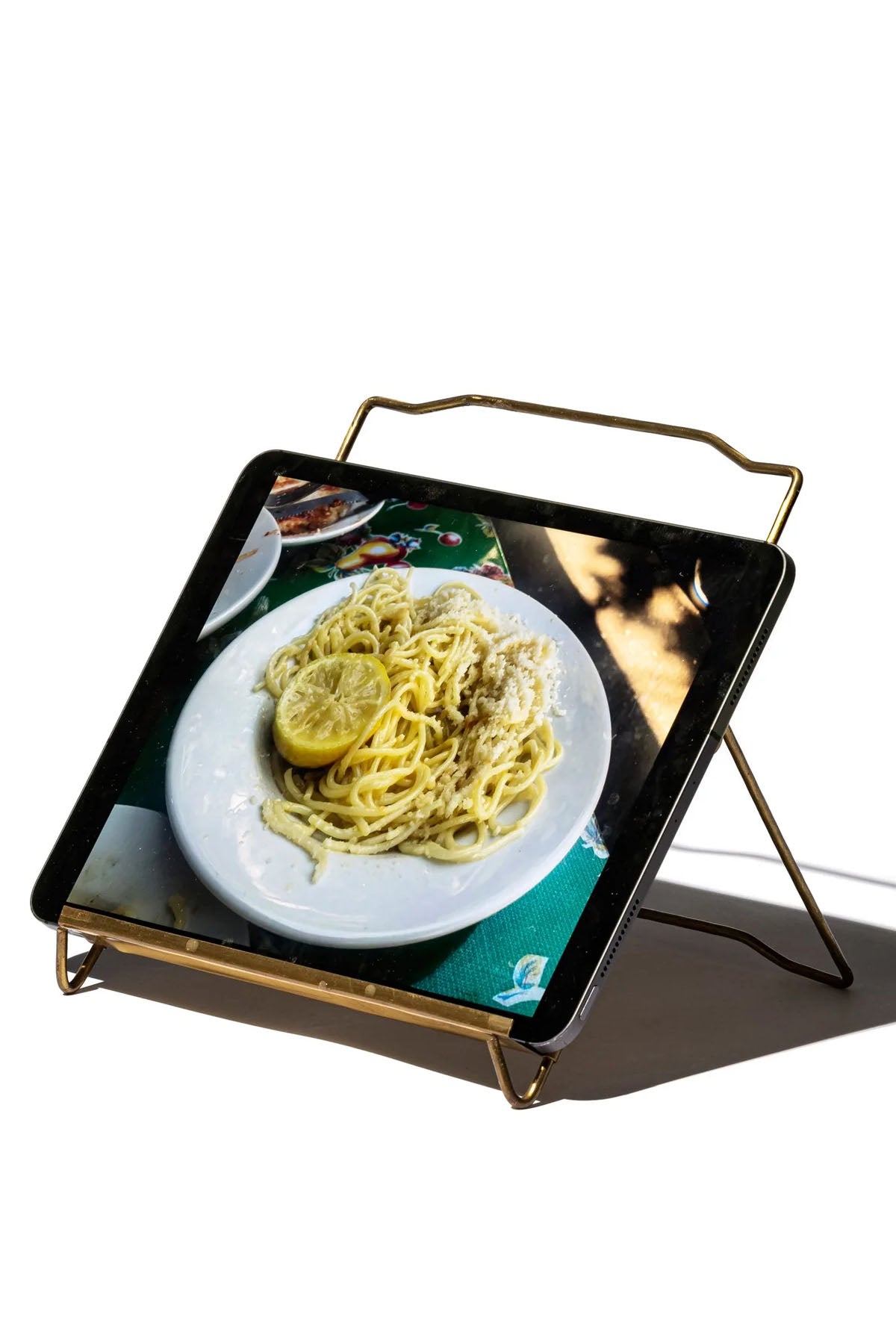 Brass book & tablet stand
