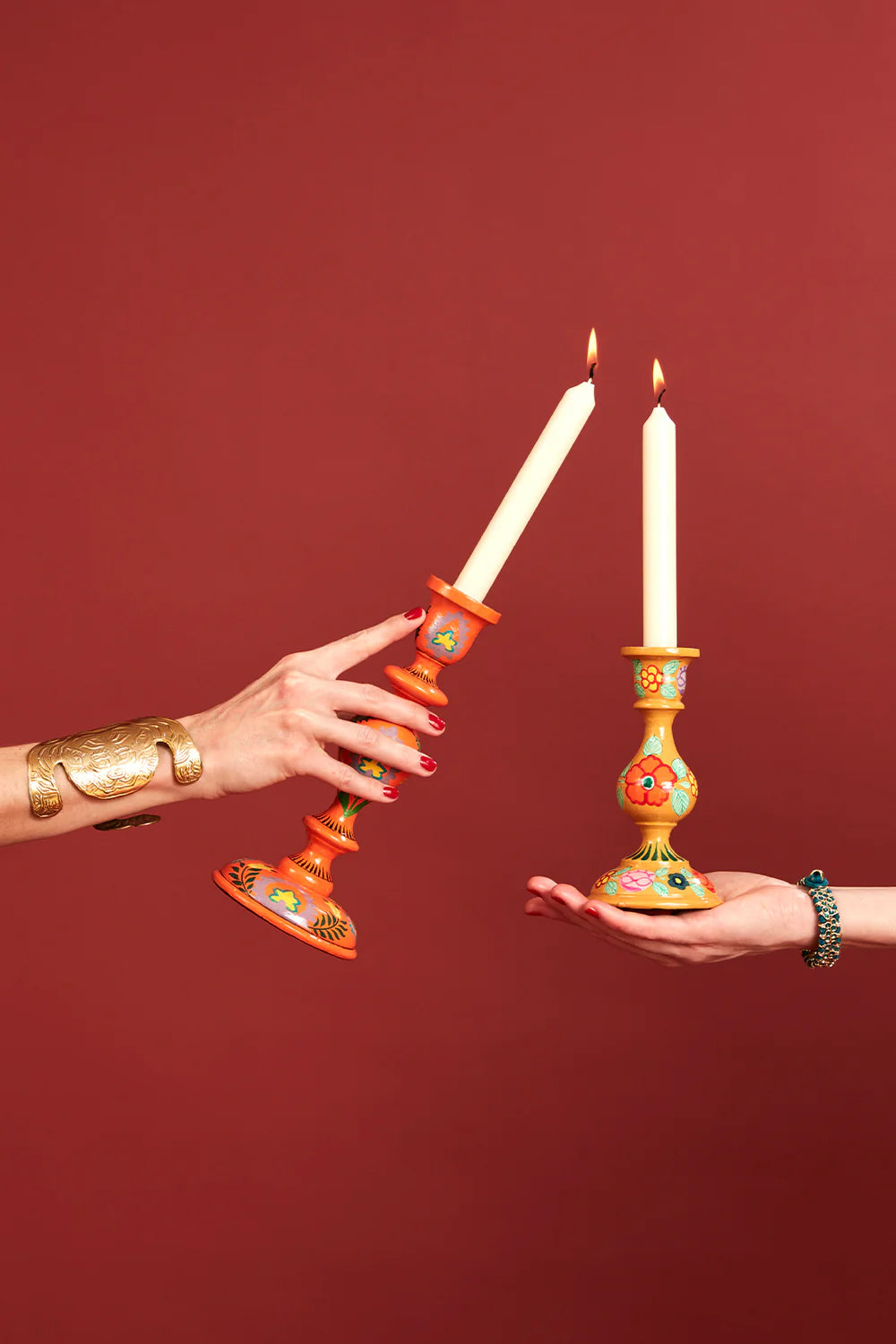 Candle holder | Red Flowers