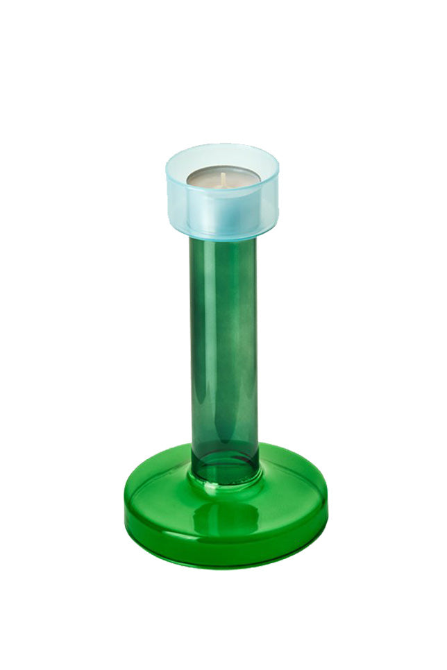 Candle holder, Blue & green glass