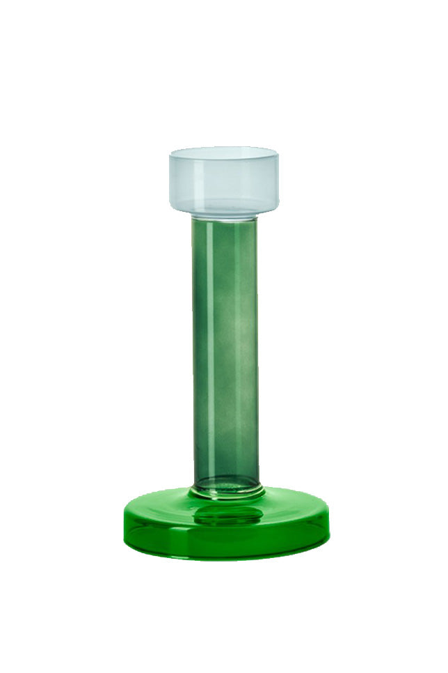 Candle holder, Blue & green glass