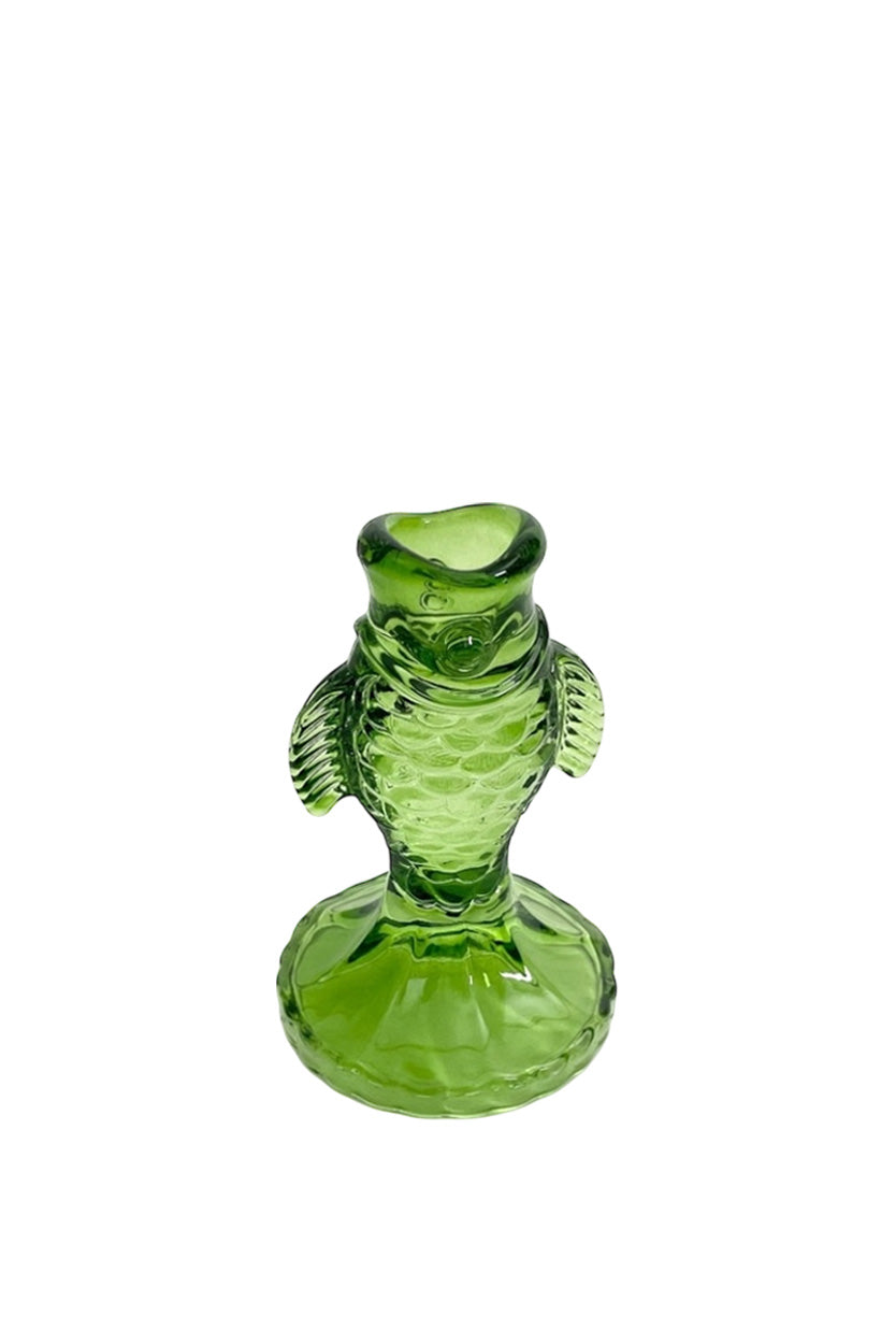 Candle Holder Glass | Green Fish