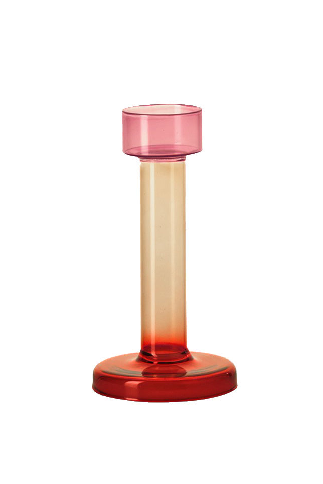 Candle holder, Pink glass