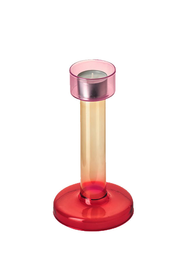 Candle holder, Pink glass