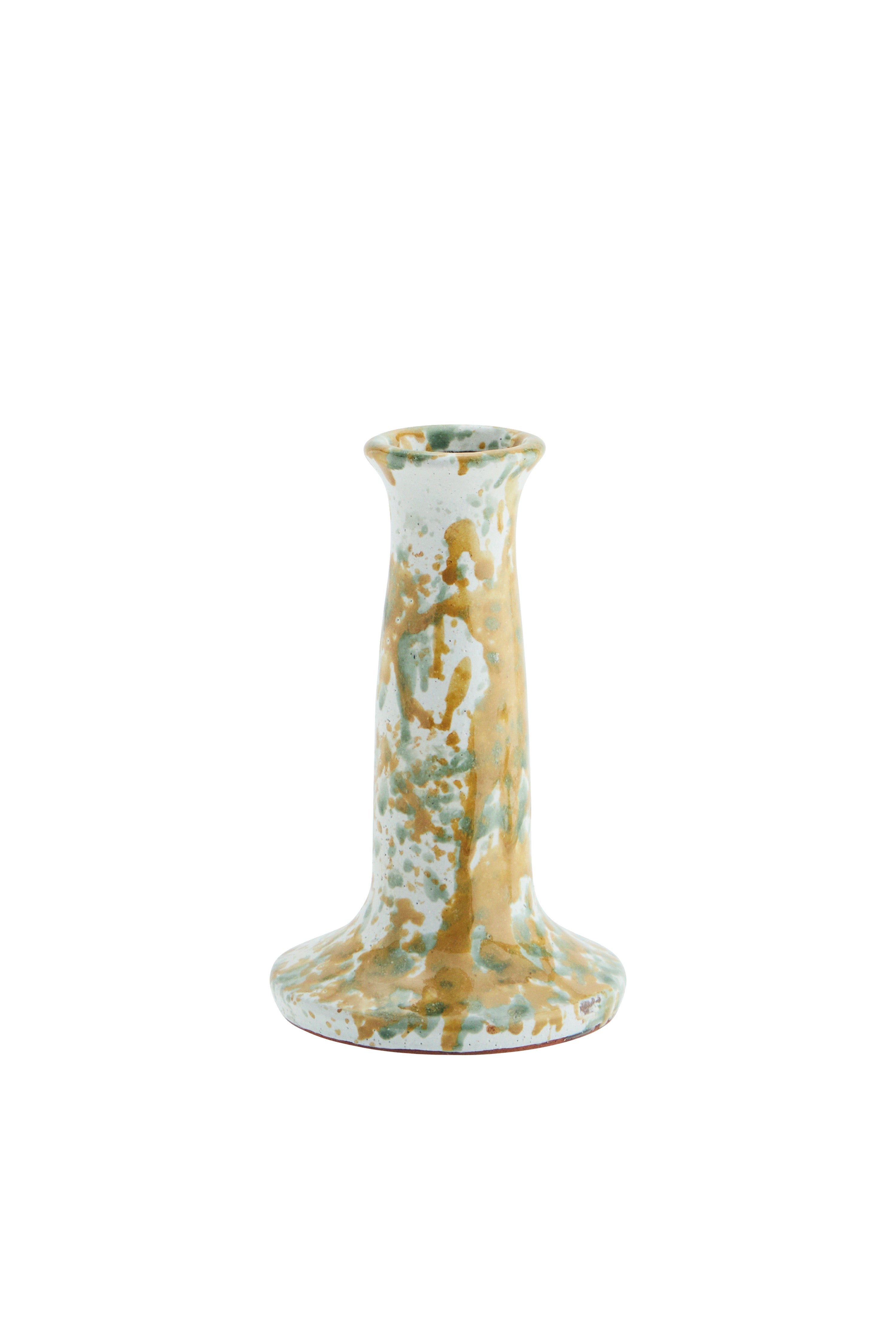 Candle holder, terracotta, splashed