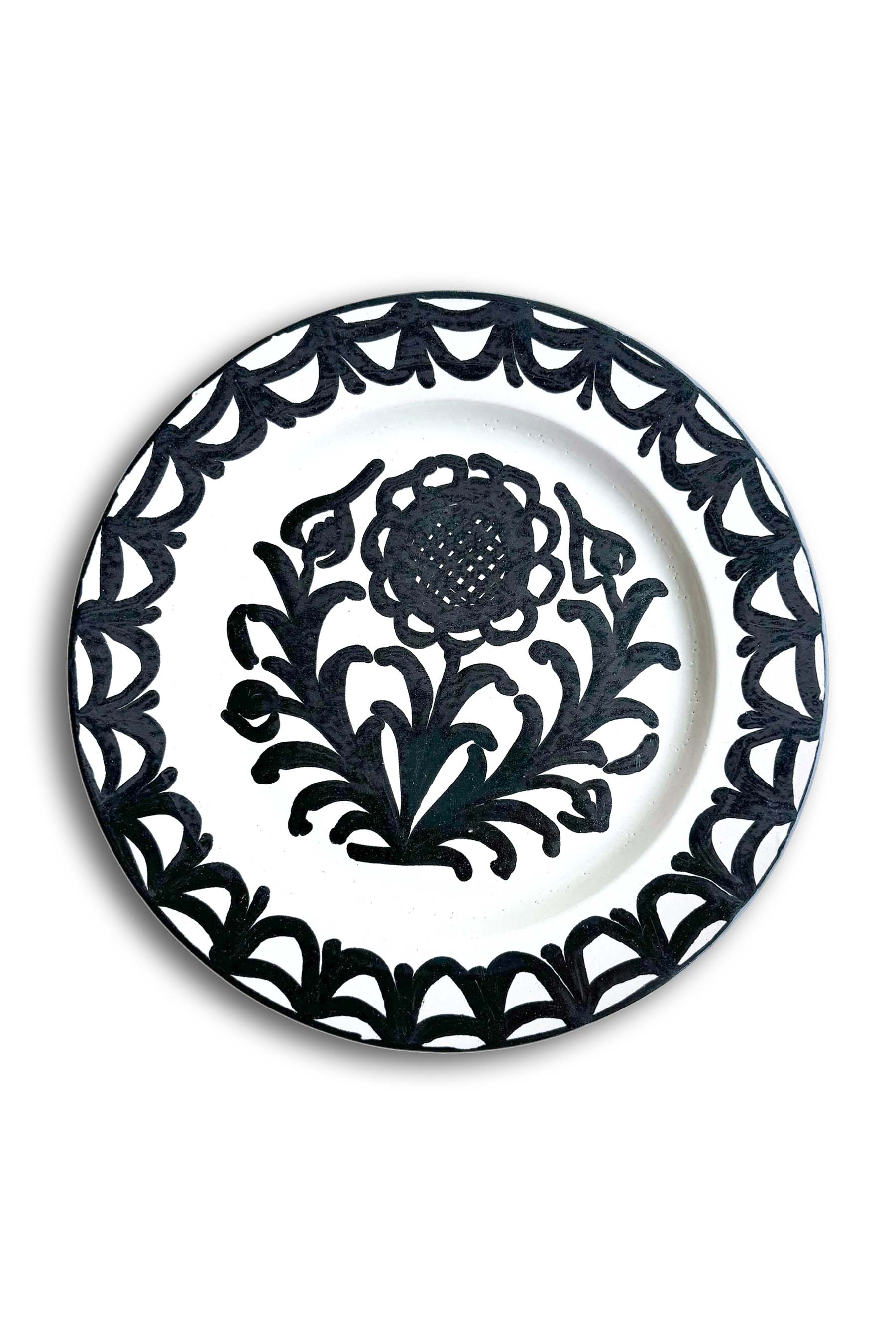 Ceramic Plates & Serving Dishes, Black Flower