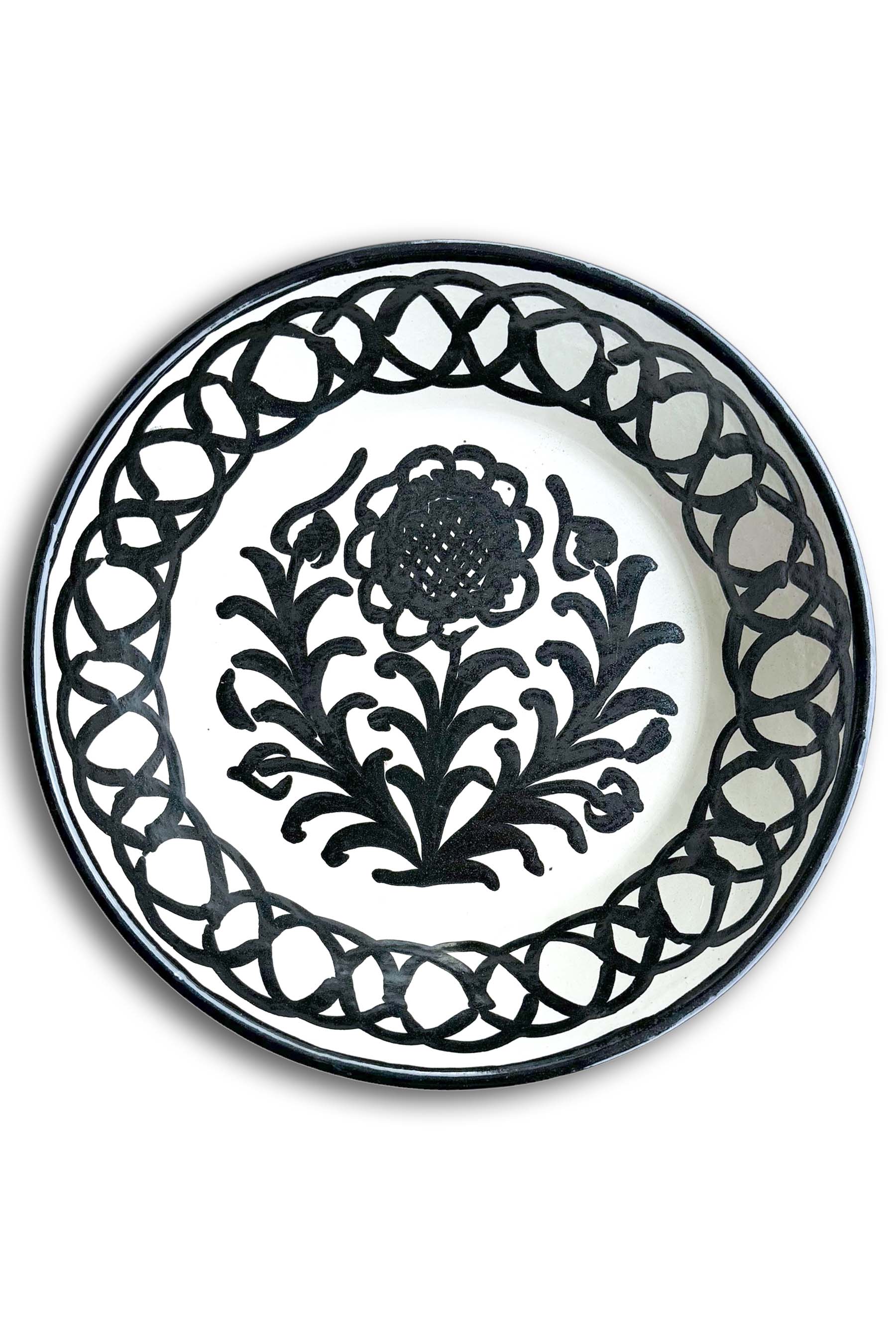 Ceramic Plates & Serving Dishes, Black Flower