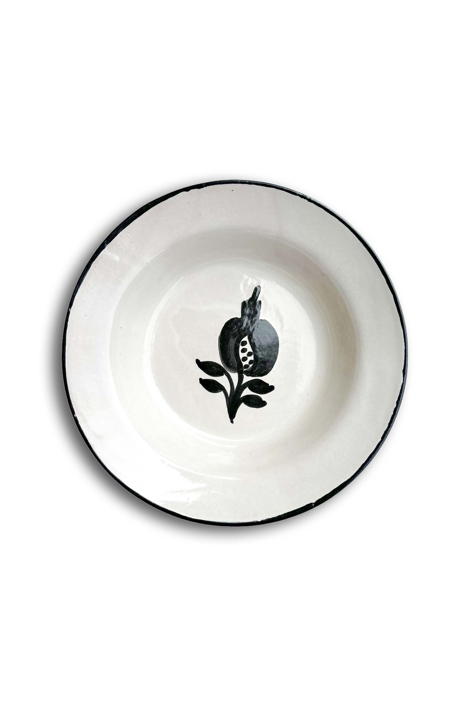 Ceramic Plates & Serving Dishes, Simple Black Pomegranate