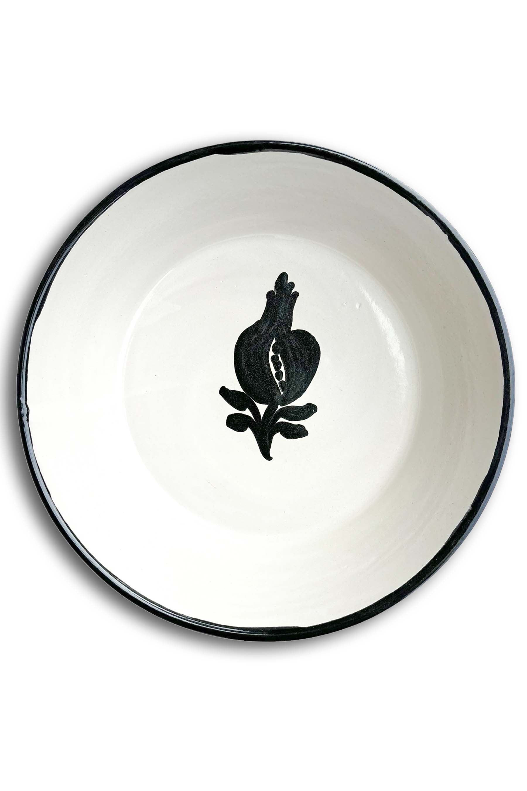 Ceramic Plates & Serving Dishes, Simple Black Pomegranate