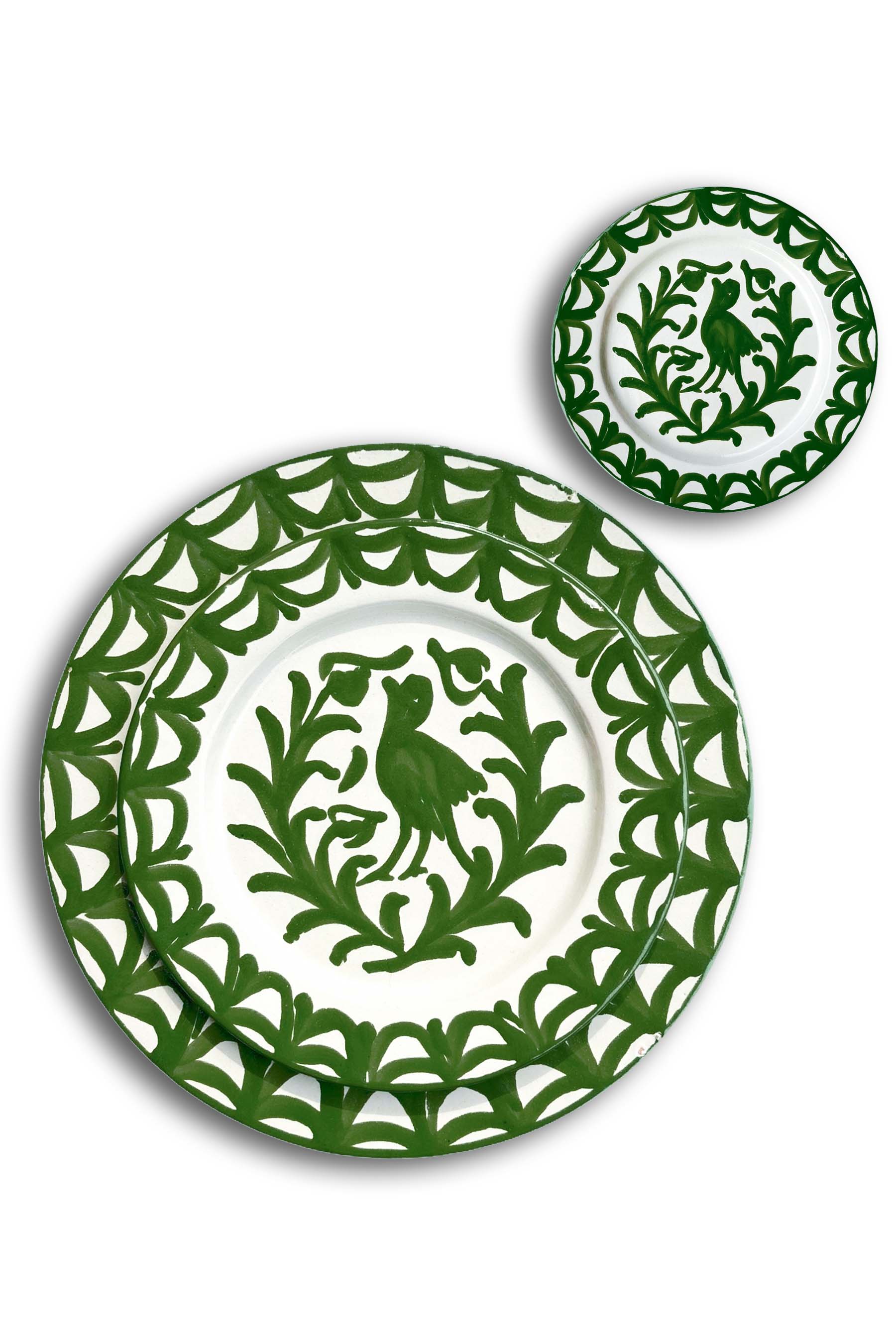 Ceramic Plates & Serving Dishes, Green Bird
