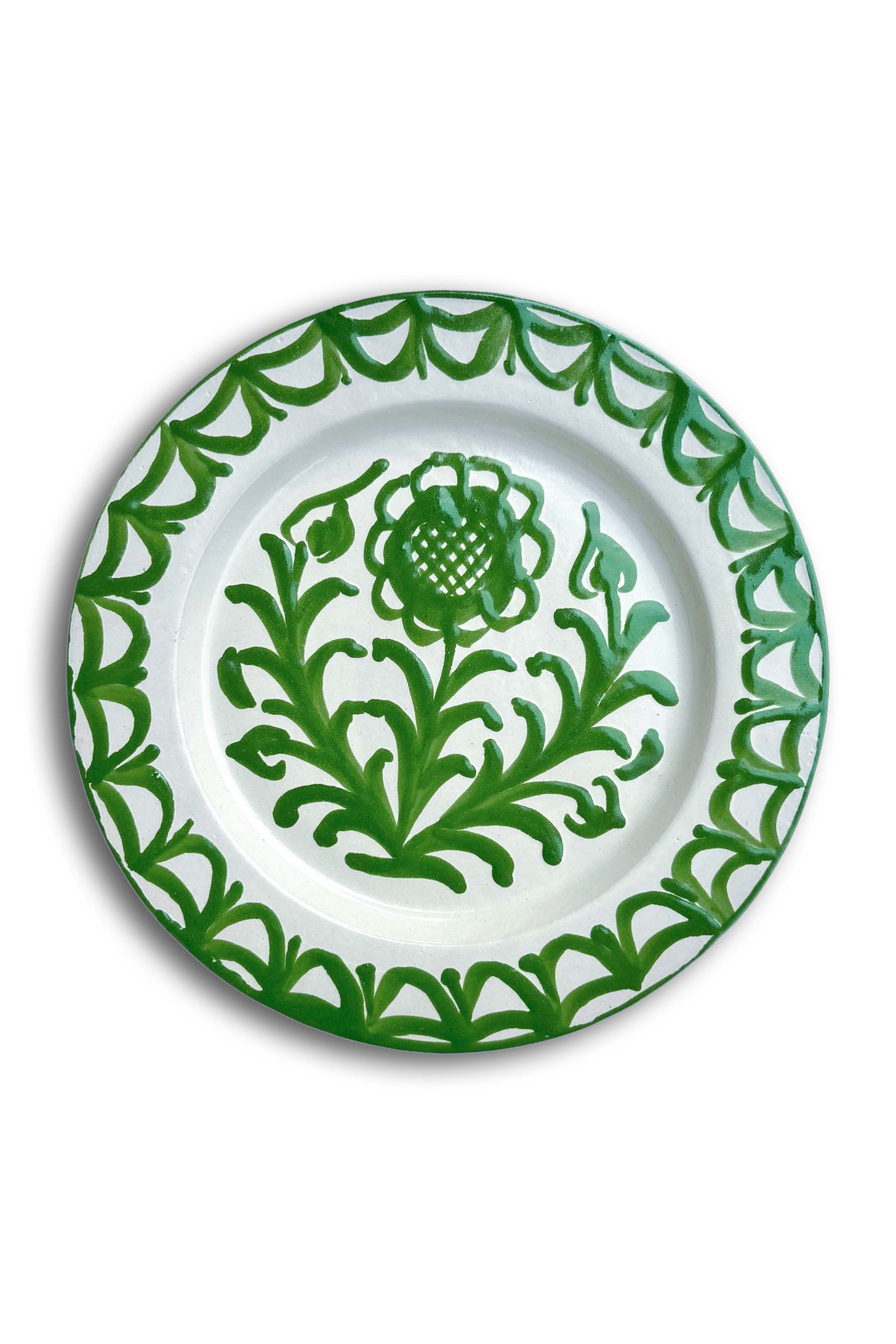 Ceramic Plates & Serving Dishes, Green Flower
