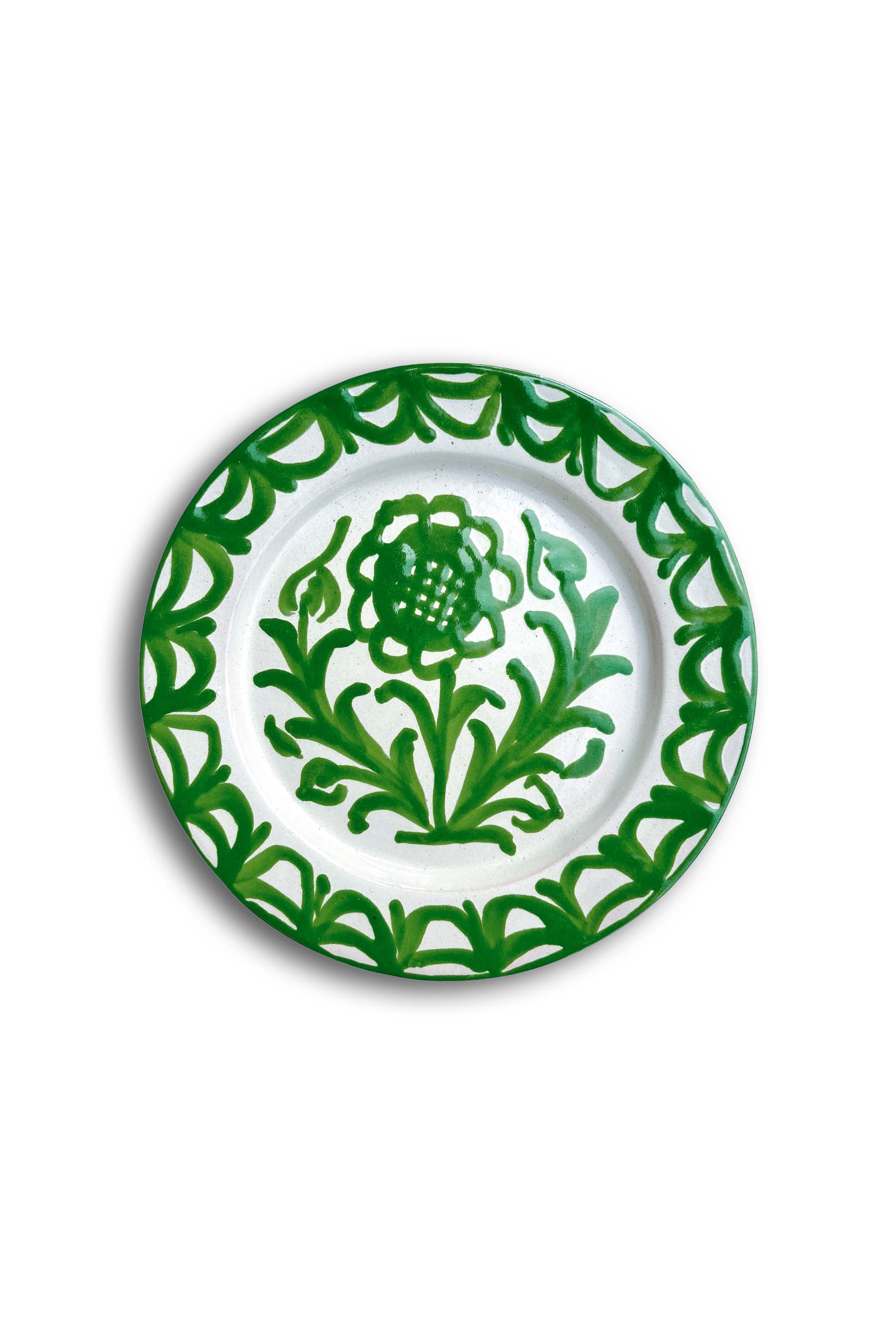 Ceramic Plates & Serving Dishes, Green Flower