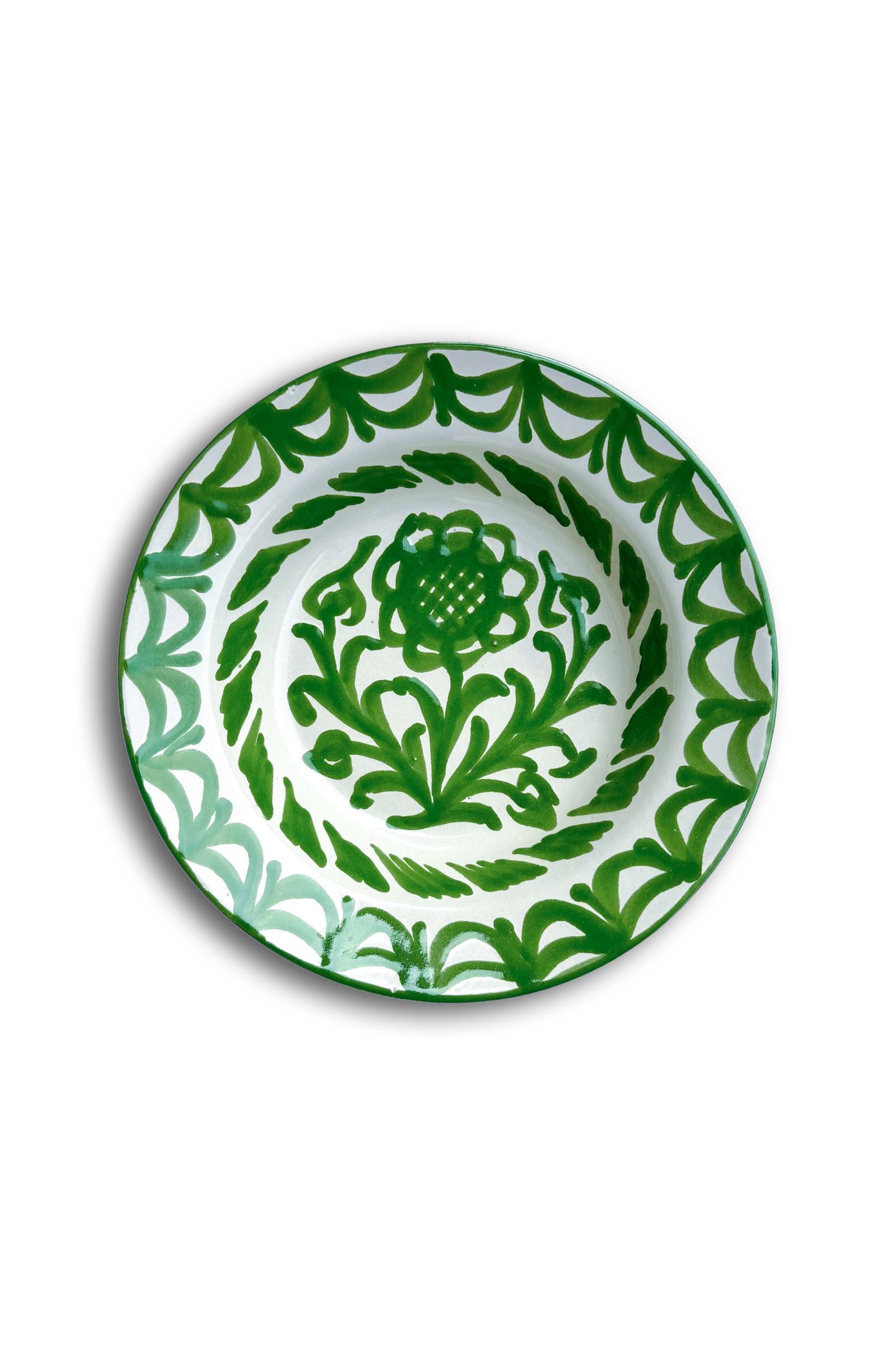 Ceramic Plates & Serving Dishes, Green Flower