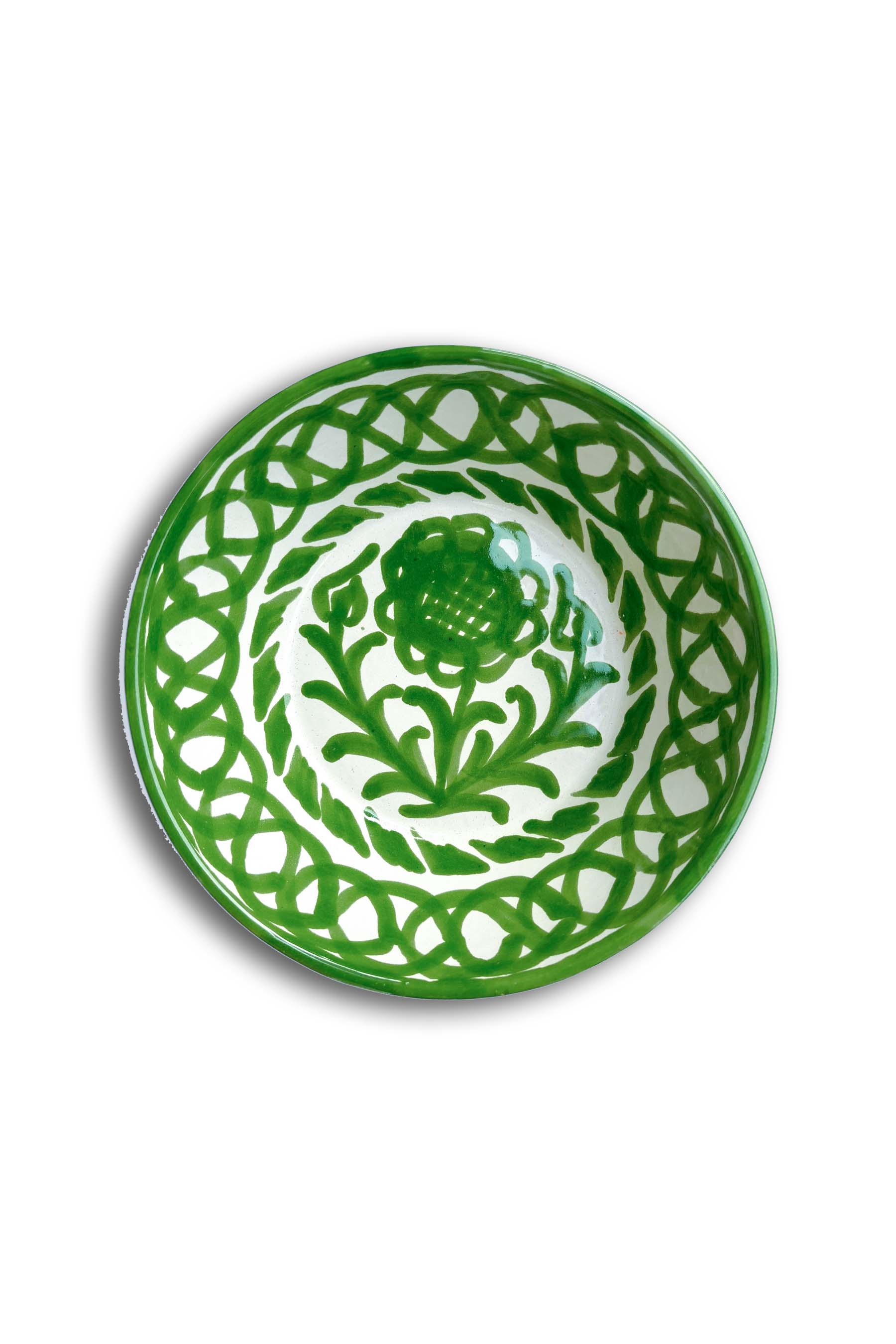 Ceramic Plates & Serving Dishes, Green Flower