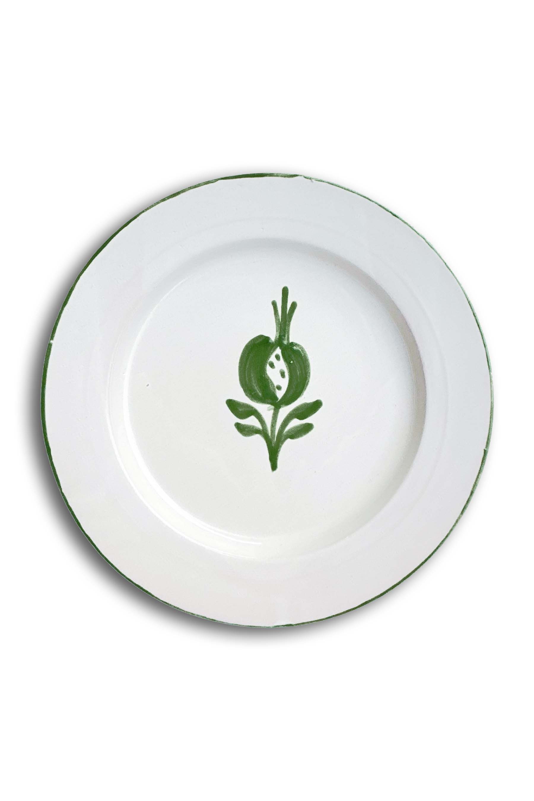 Ceramic Plates & Serving Dishes, Green Pomegranate Simple