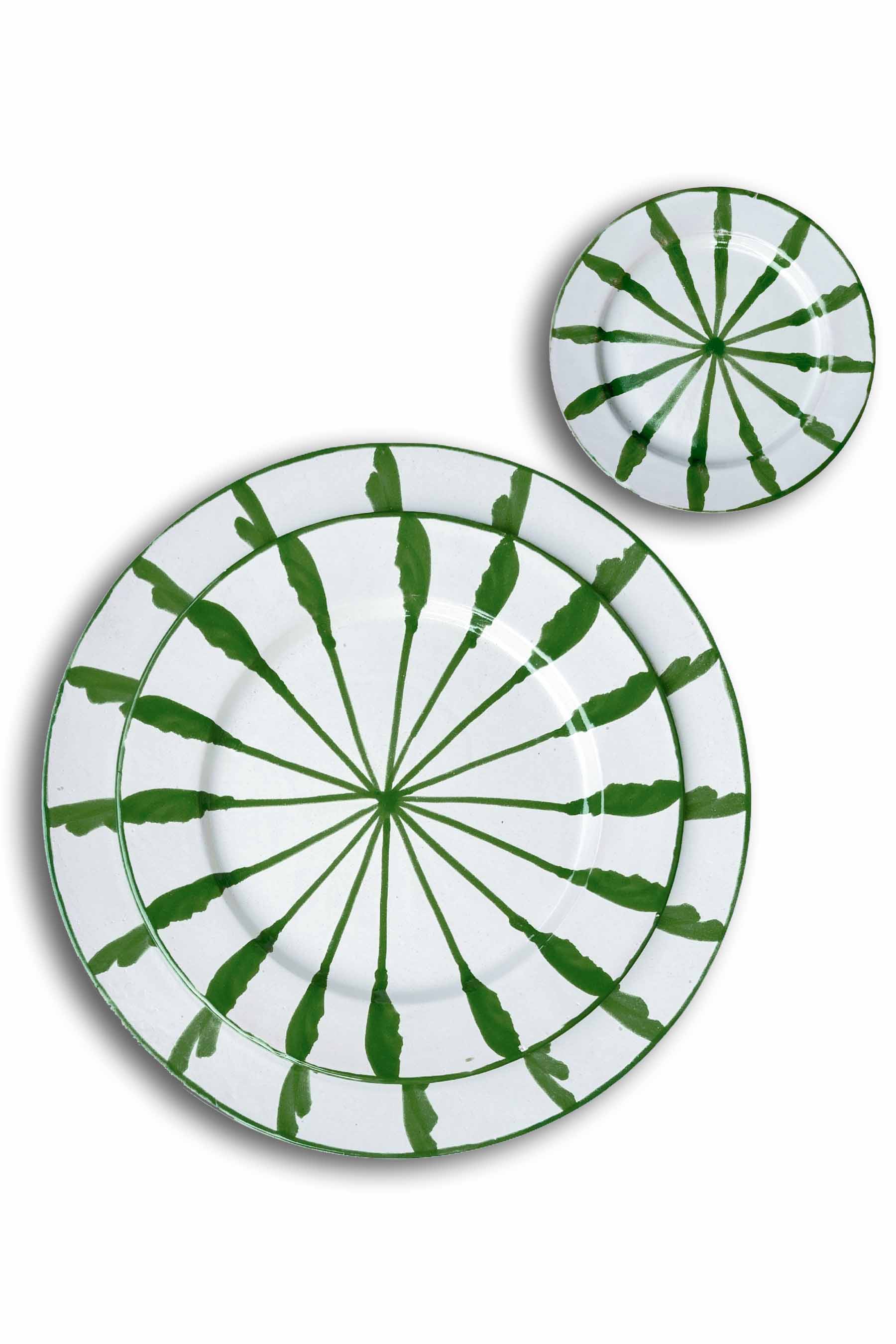 Ceramic Plates & Serving Dishes, Green Stripes