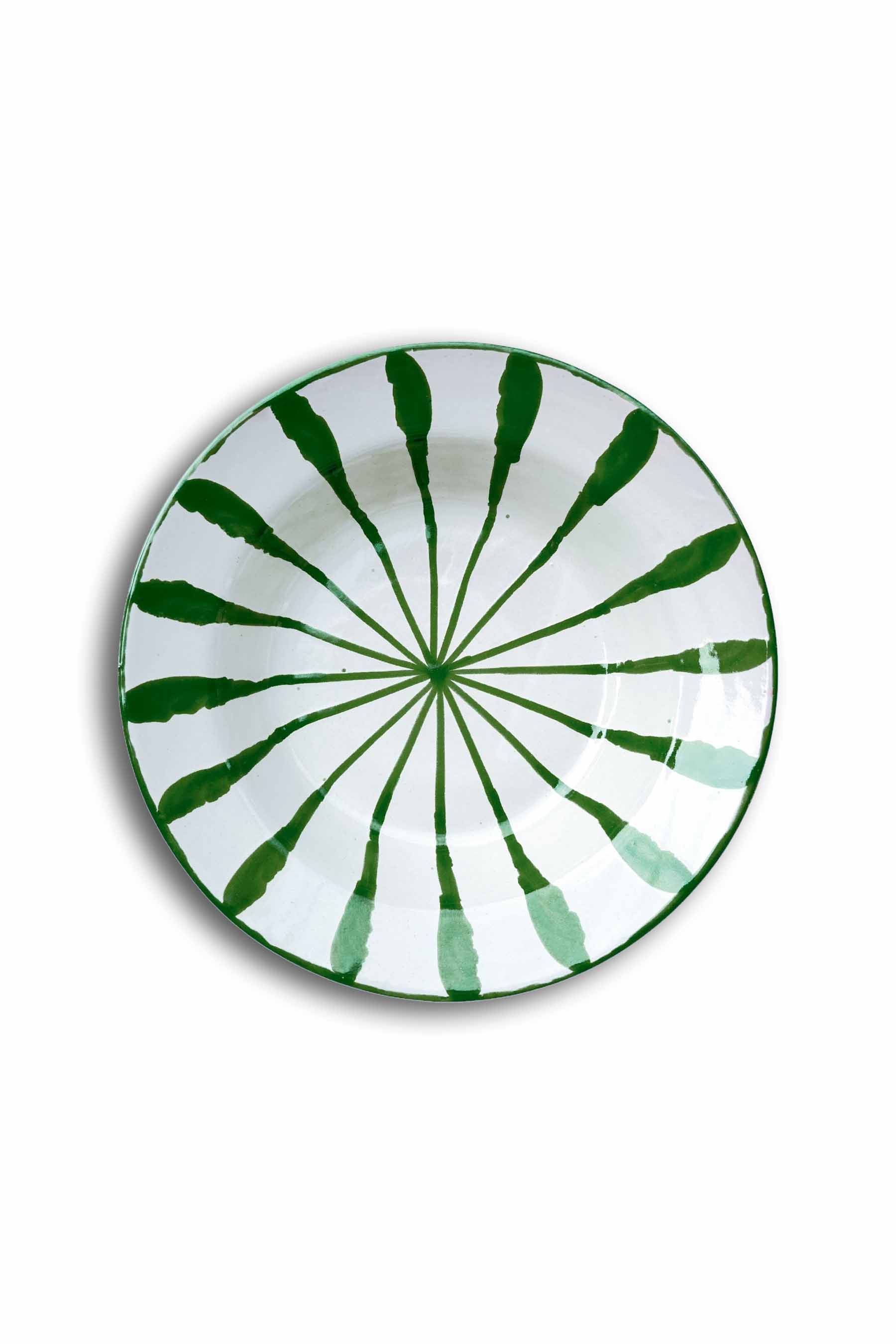 Ceramic Plates & Serving Dishes, Green Stripes