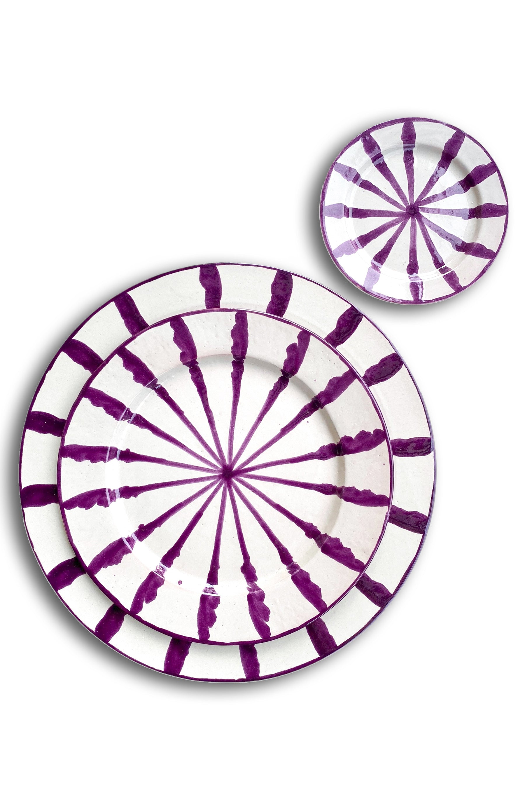 Ceramic Plates & Serving Dishes, Purple Stripes