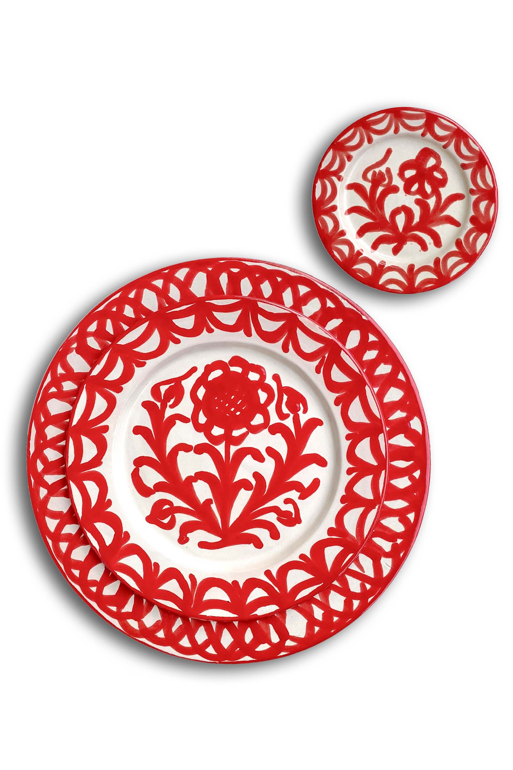 Ceramic Plates & Serving Dishes, Red Flower