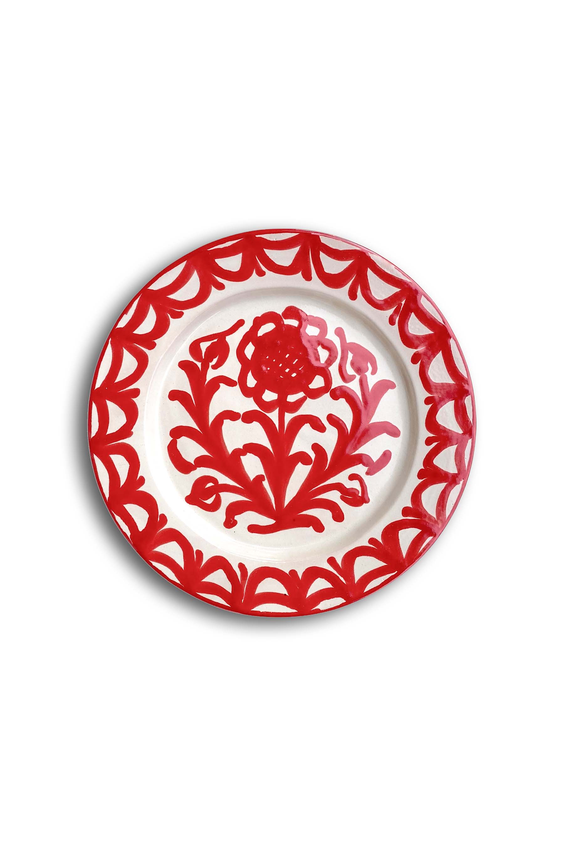 Ceramic Plates & Serving Dishes, Red Flower