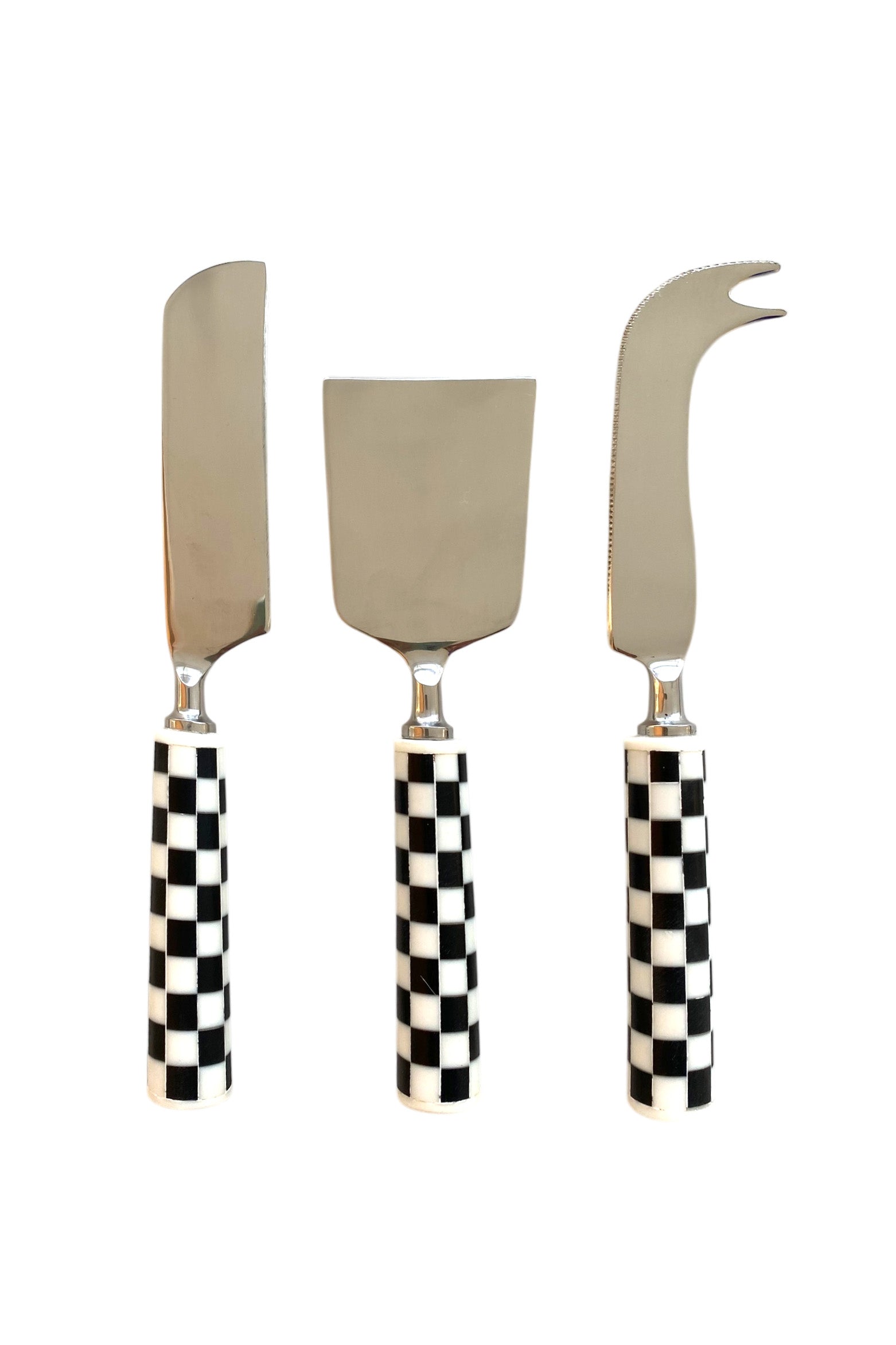 Cheese knifes, black & white squares