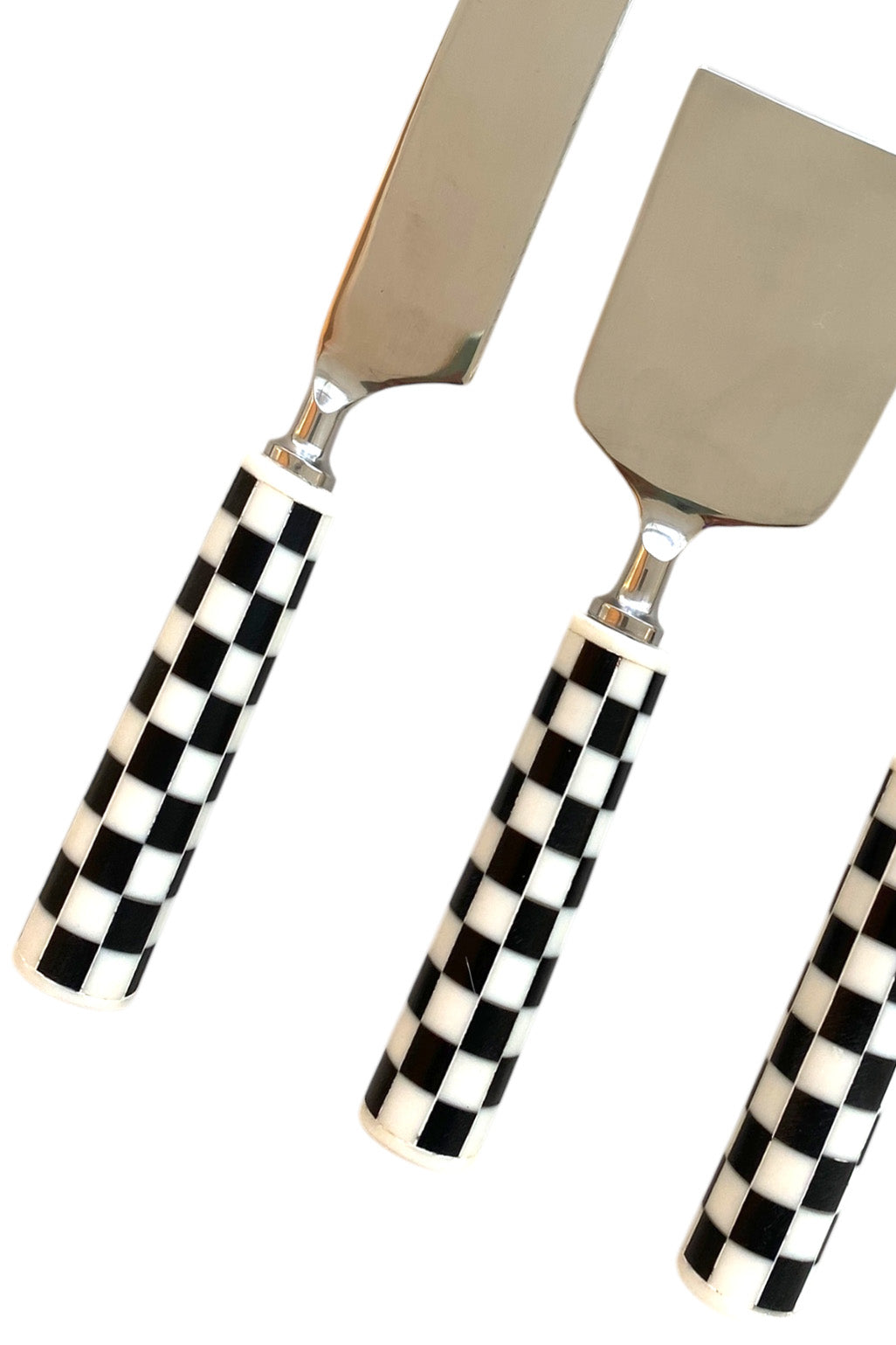 Cheese knifes, black & white squares