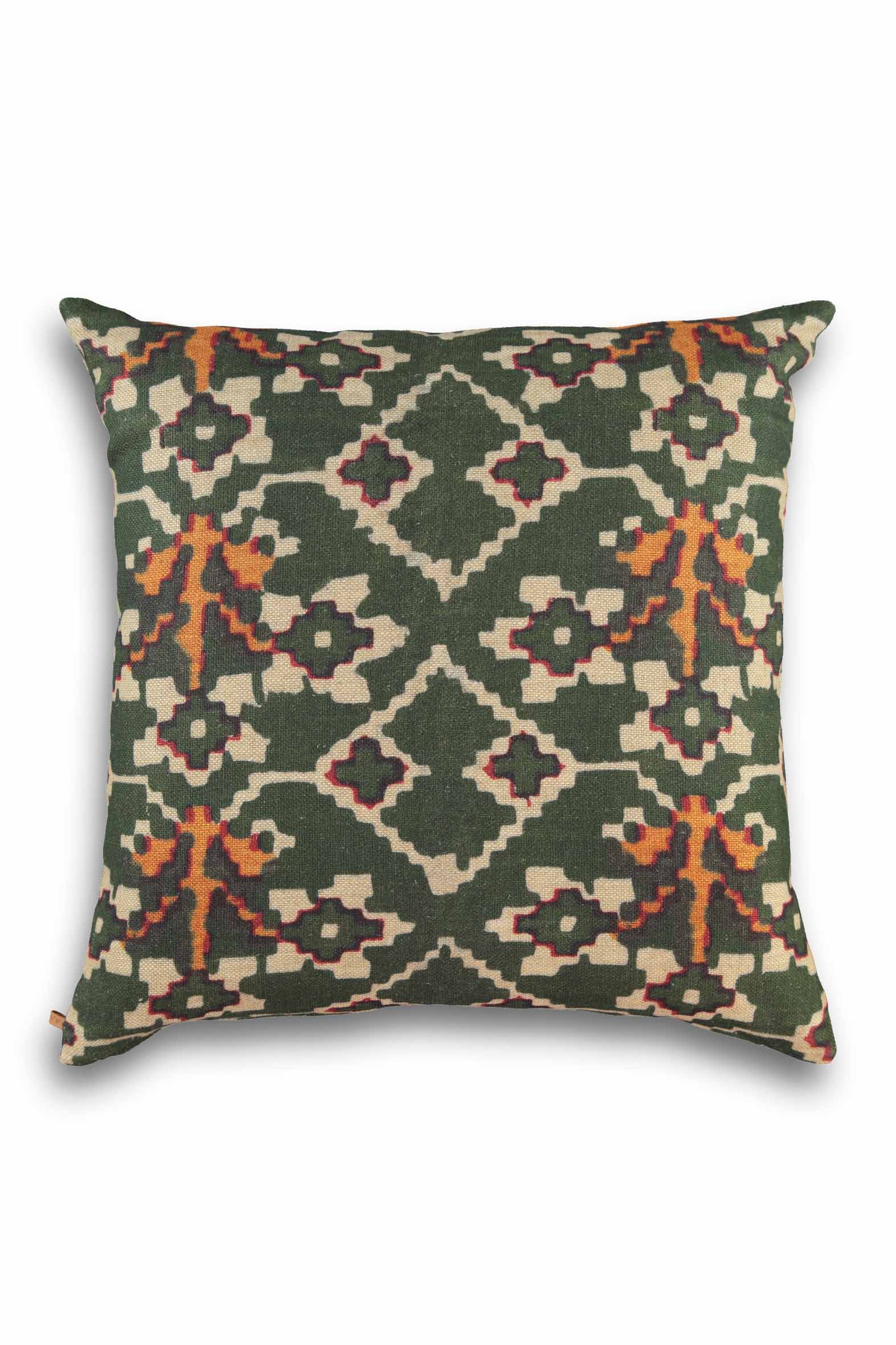 Cushion geometric green & orange