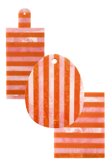 Cheese board, Pink Stripes, Oval