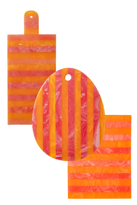 Cheese board, Pink & orange Stripes, 26x20cm