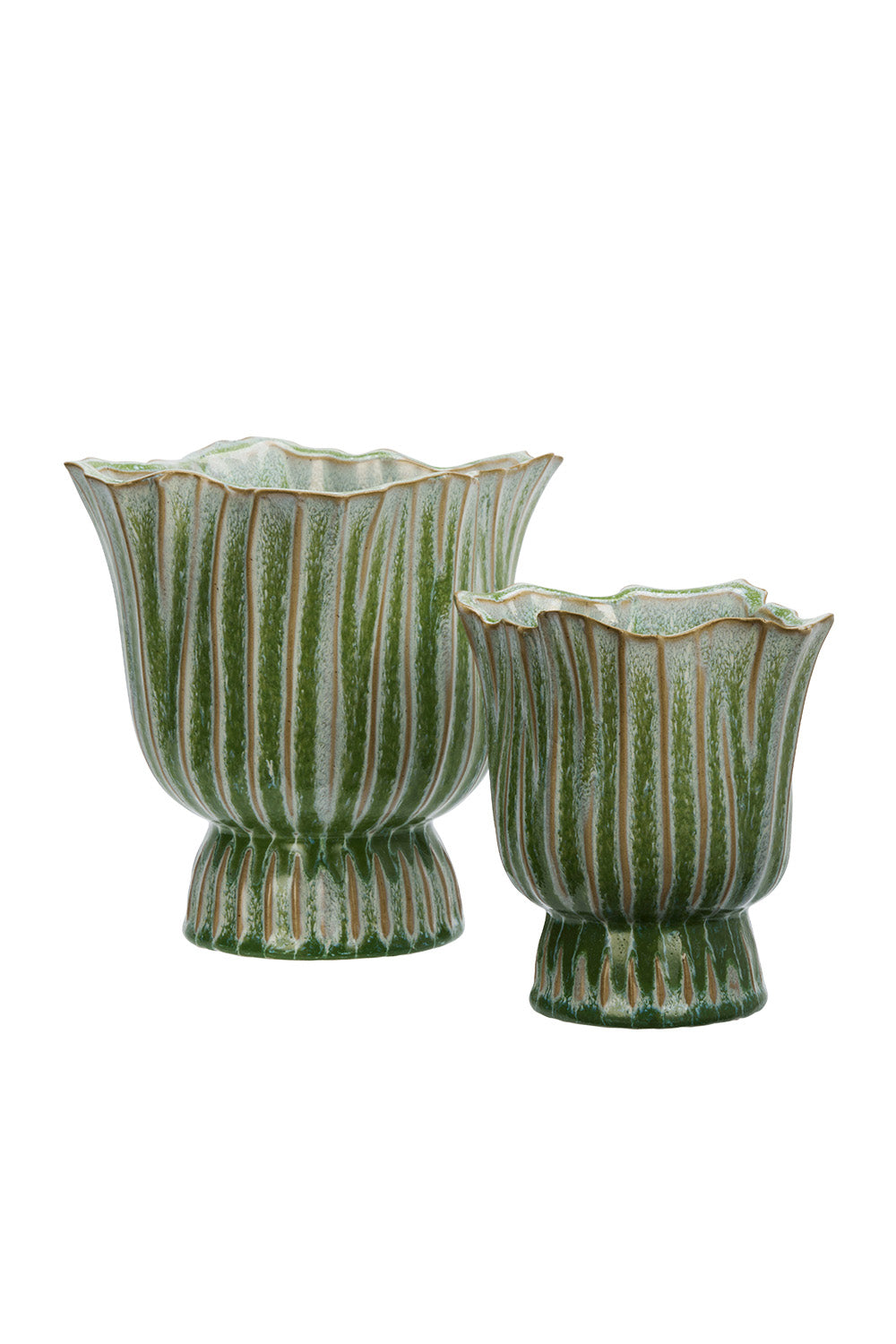 Stoneware Flower Pots Green | Choose Size