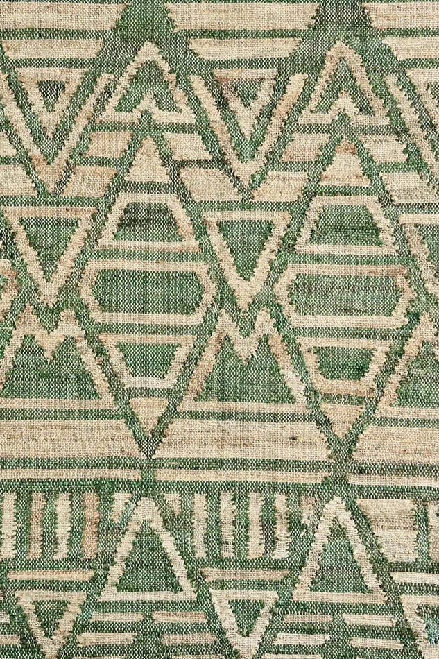 Jute Rug | Green Geometric