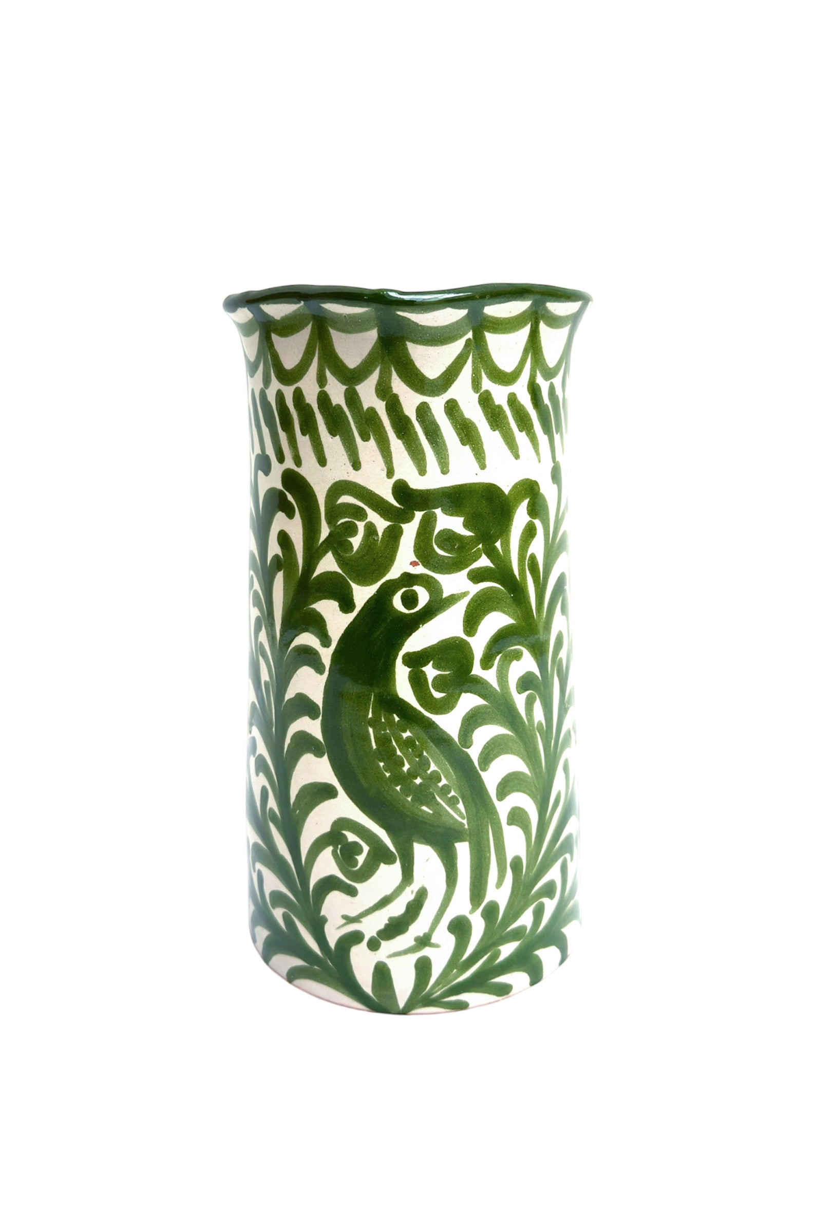 Ceramic Jar, Green with Bird