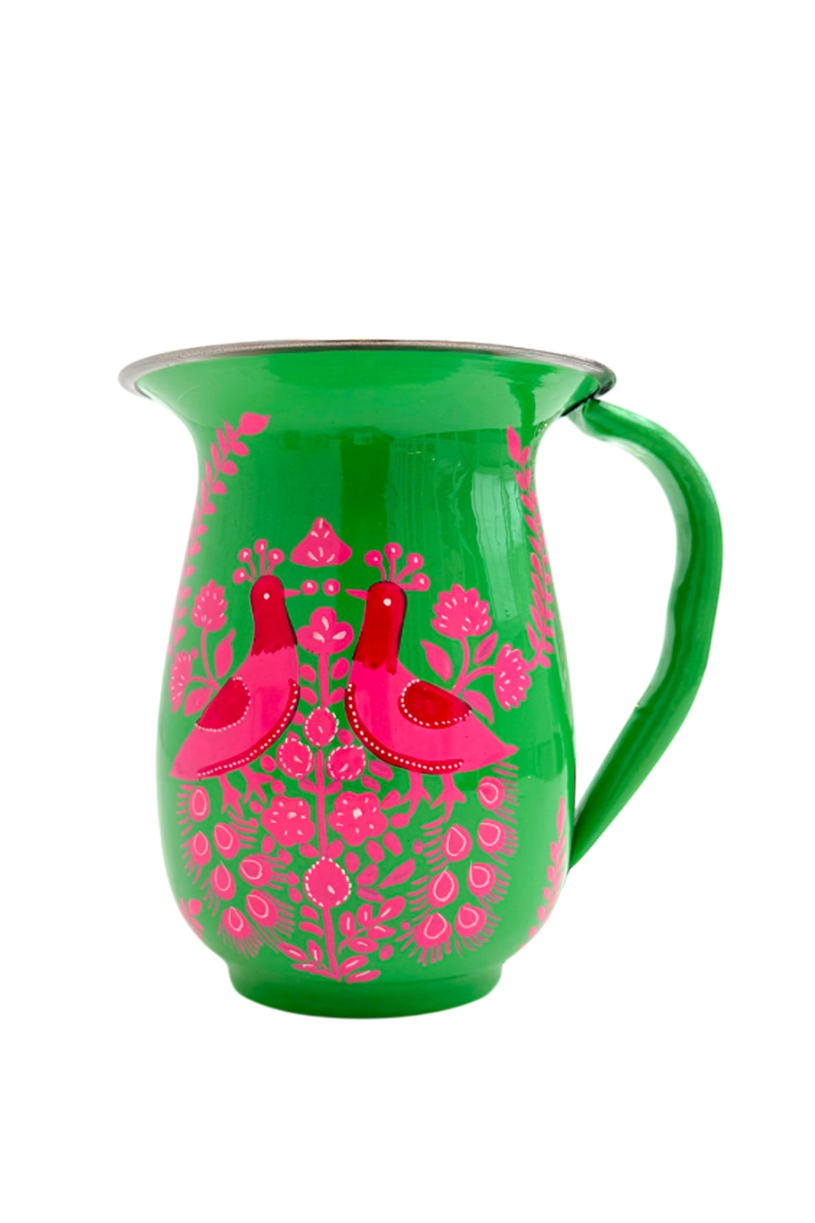 Jug | Green with Pink Peacocks
