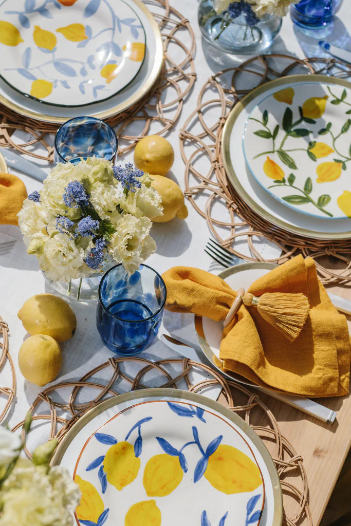 Plate lemon, yellow & navy blue