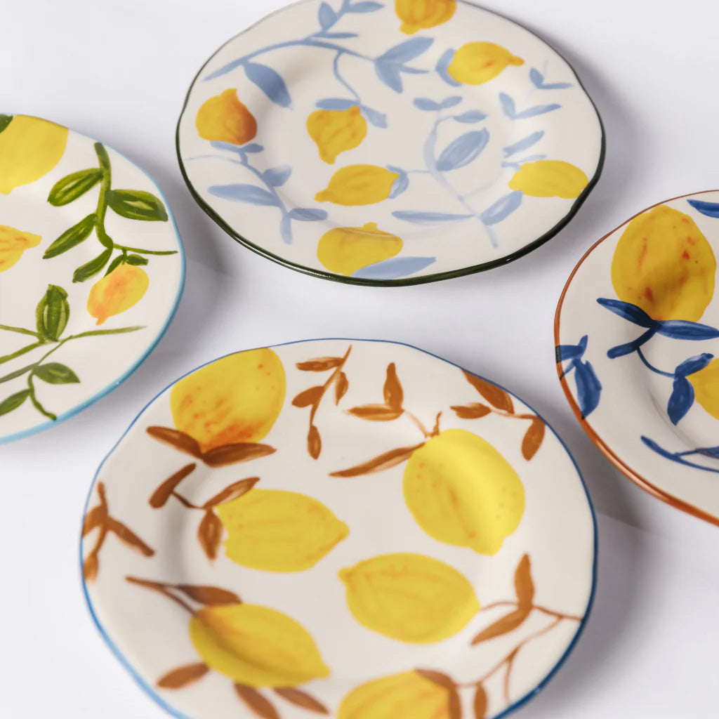 Plate lemon, yellow & navy blue