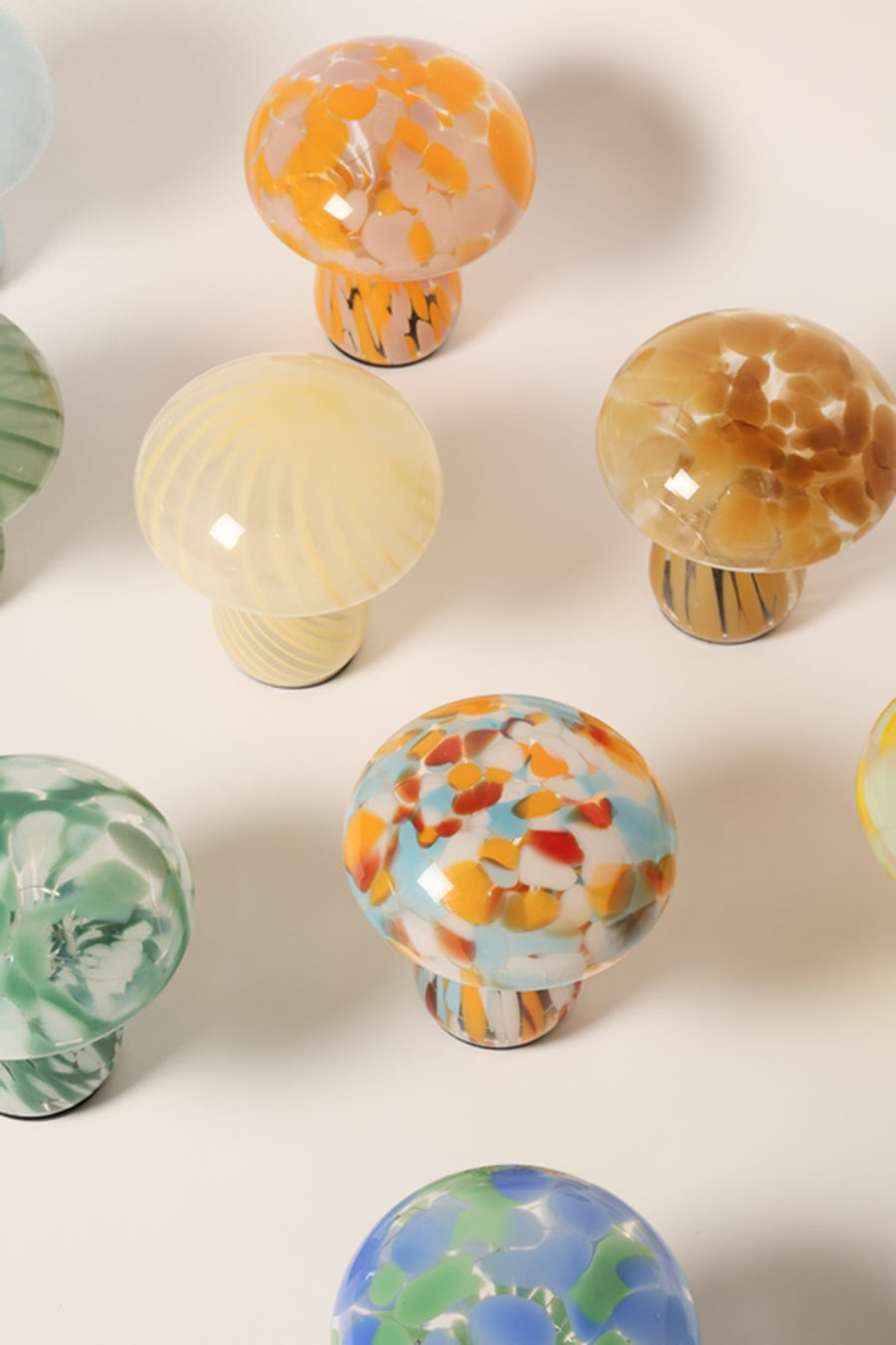 Mushroom Lamp | Marble Orange & Mint