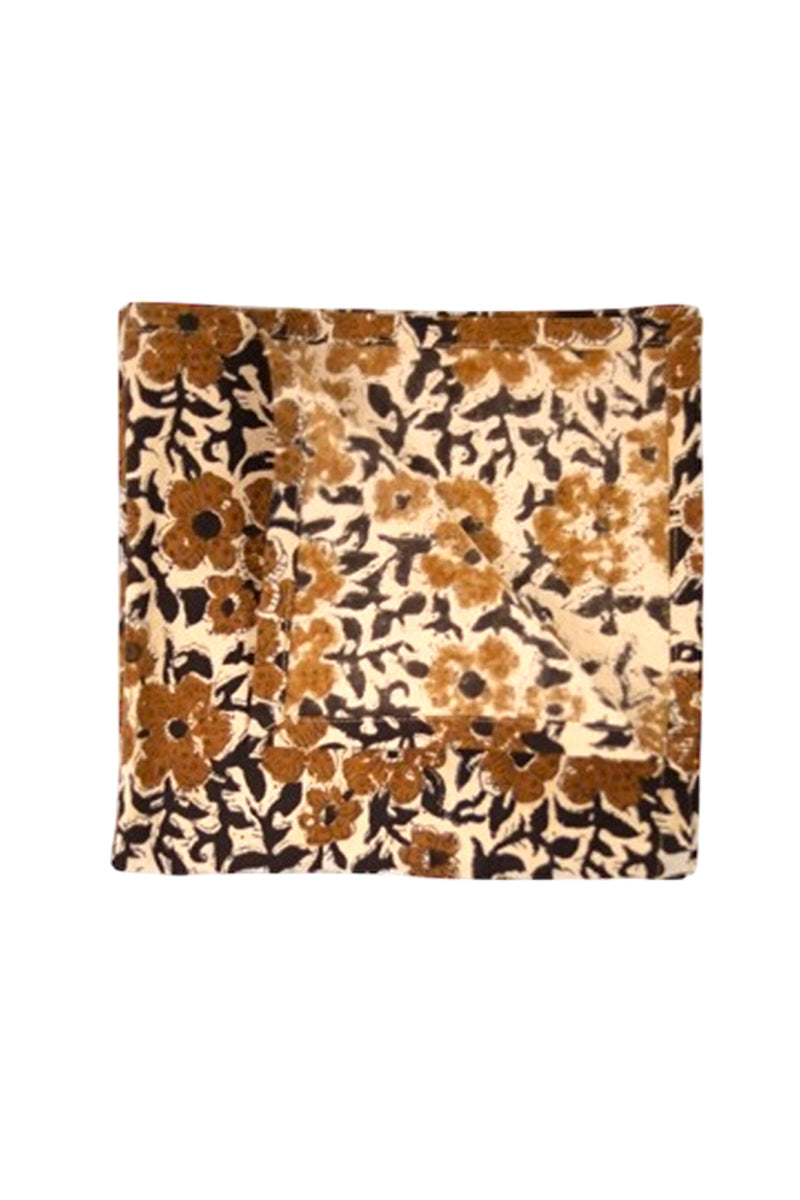 Napkin Block Flowers Print | Mustard