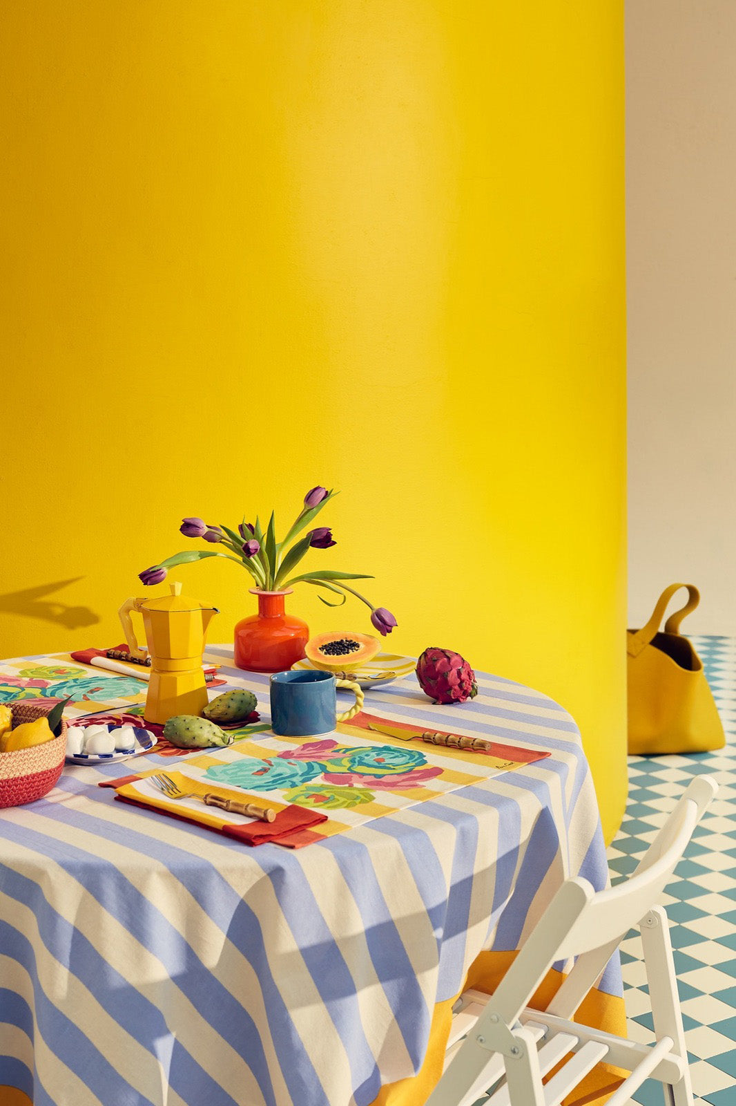 Napkin, Stripes sun yellow