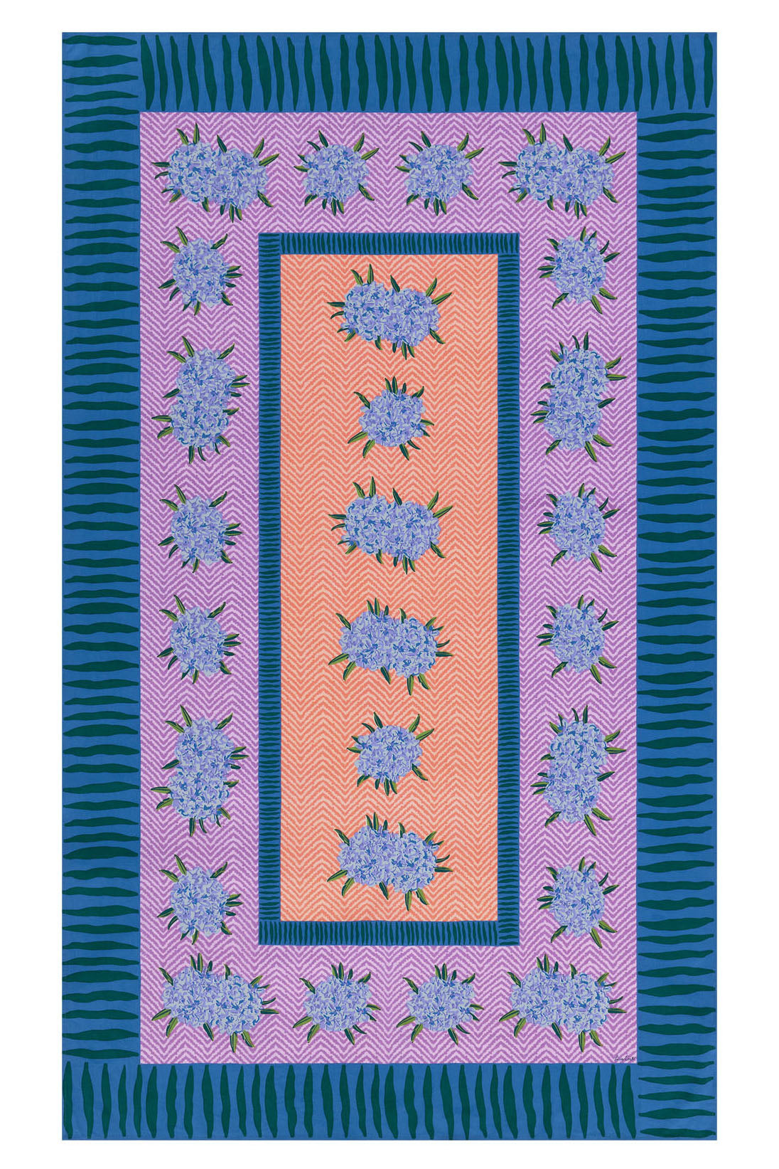 Table cloth, Oleander lilac peach