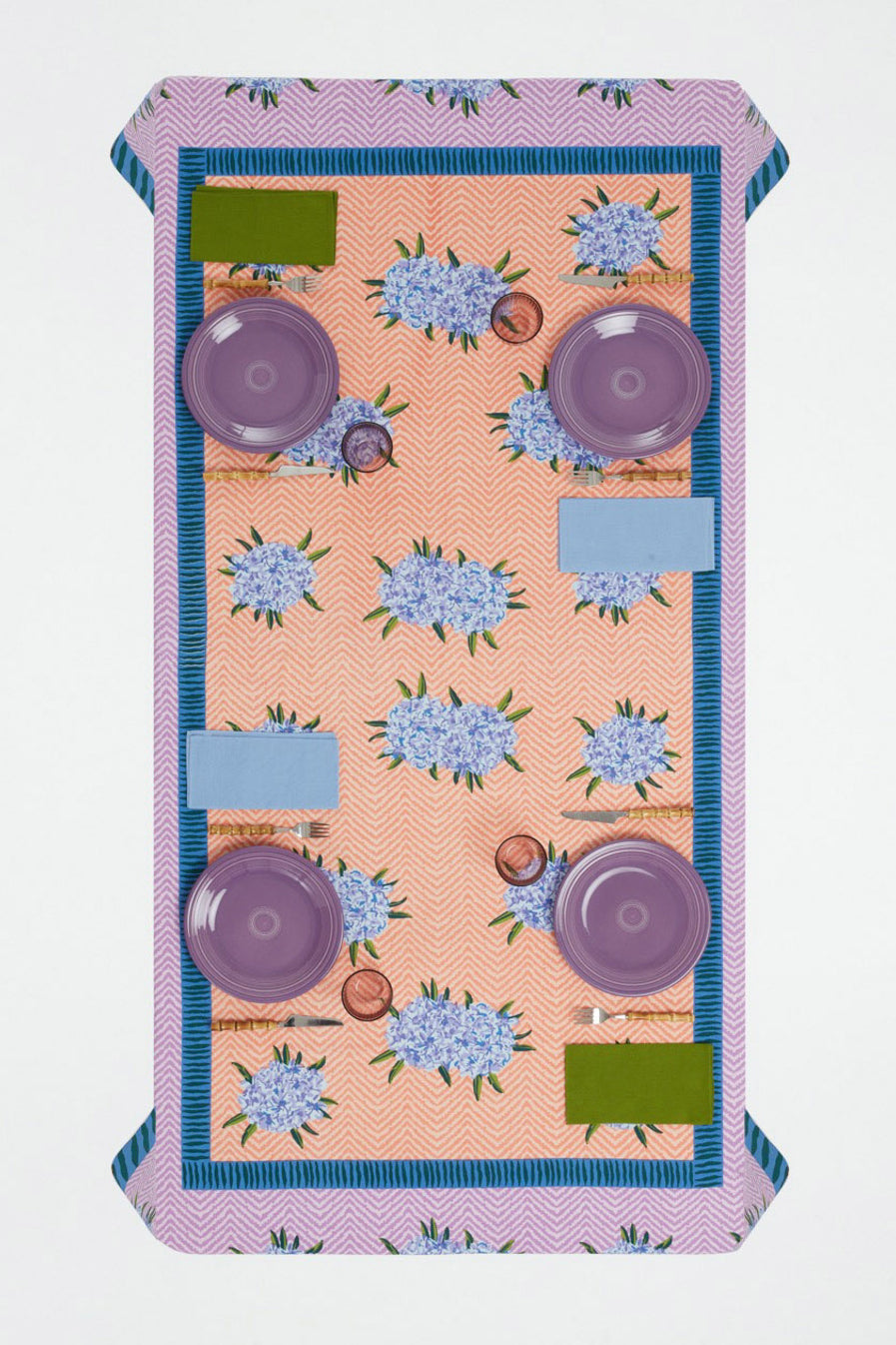 Table cloth, Oleander lilac peach