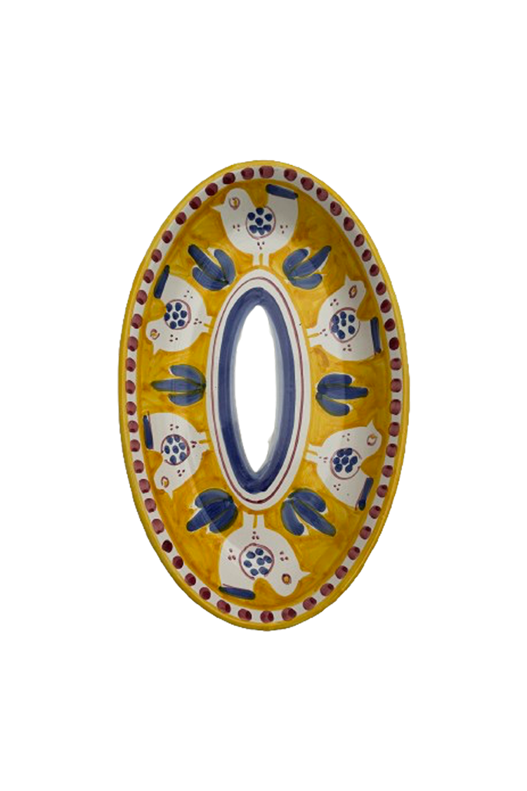 Oval Plate | Yellow With Birds