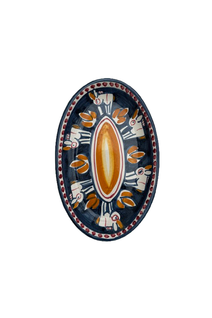 Oval Plate | Blue With Donkey