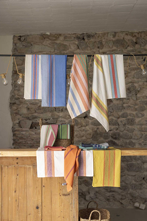 Recycled Tea Towel | Yellow With Mustard Stripes