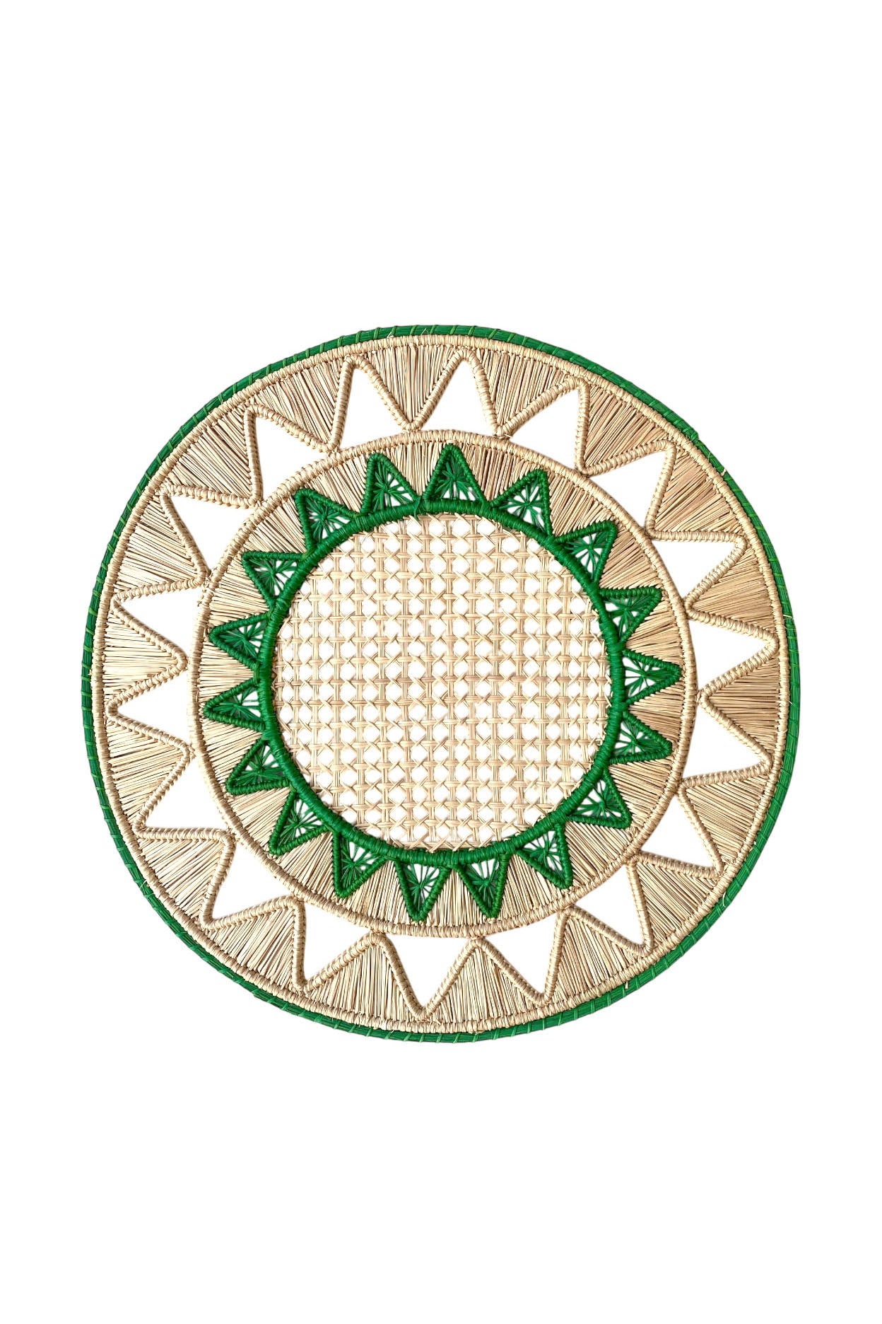 Placemat rafia | round green